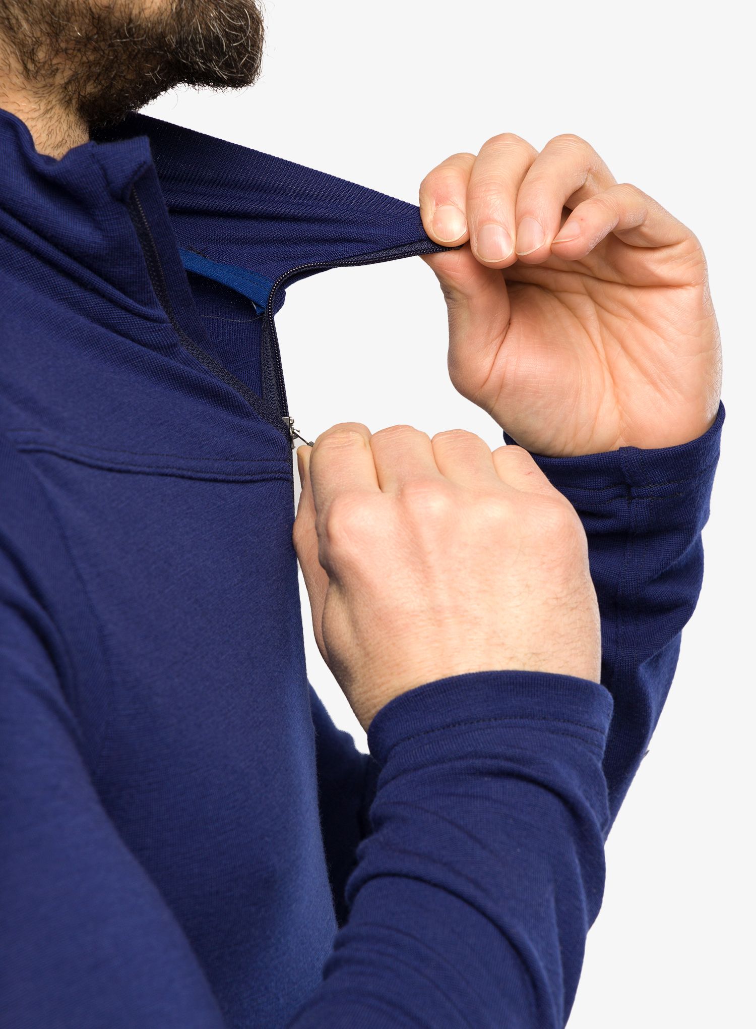 Pánská mikina Sensor Merino Extreme Tee L/S Zip - deep blue