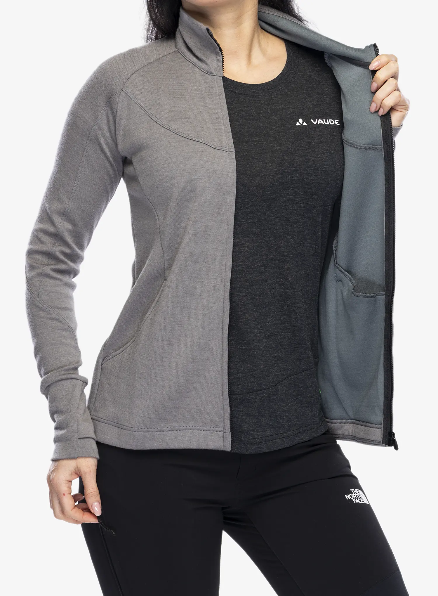 Dámská mikina Sensor Merino UP Fleece Full Zip - grey