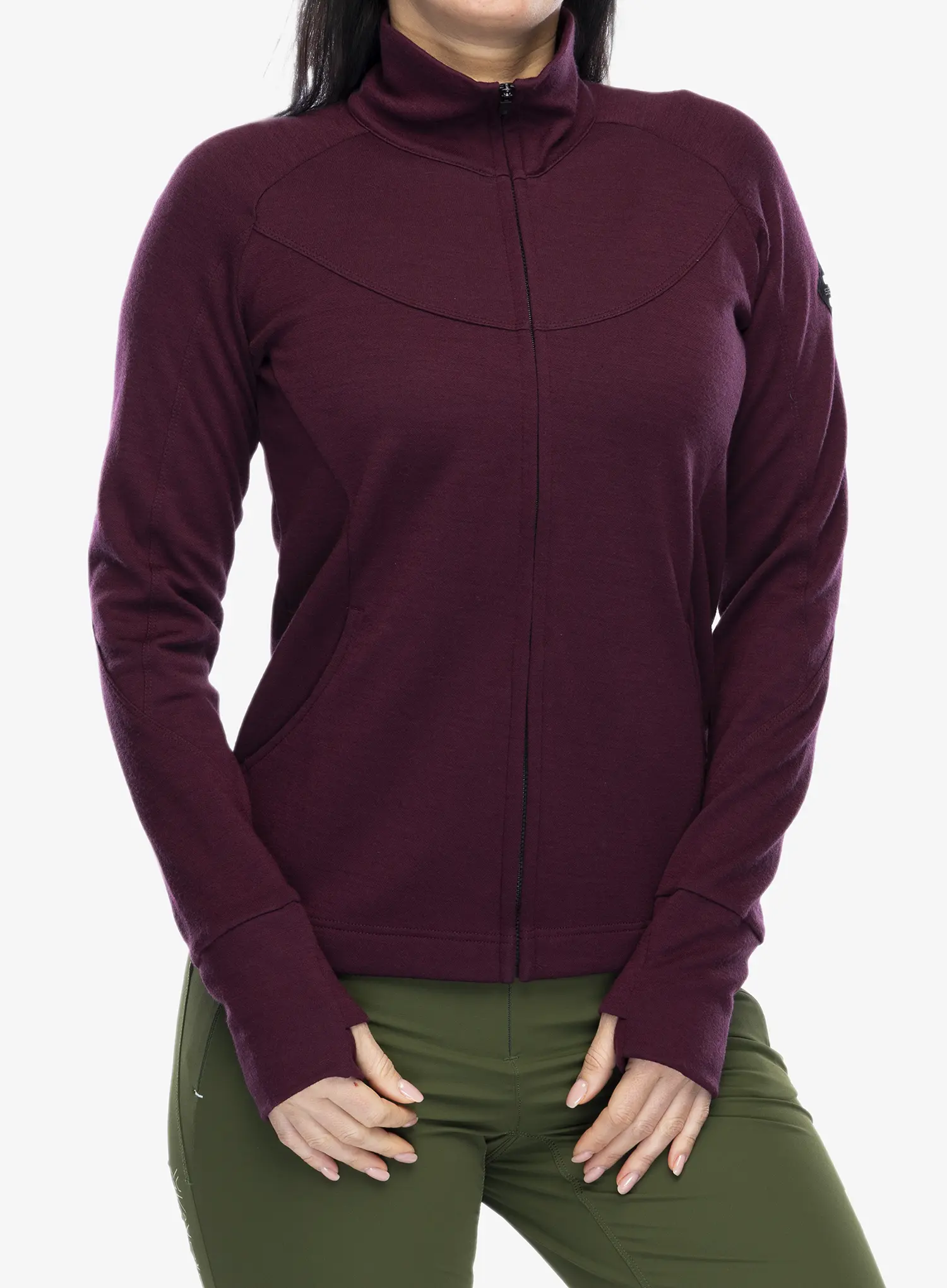 Dámská mikina Sensor Merino UP Fleece Full Zip - port red