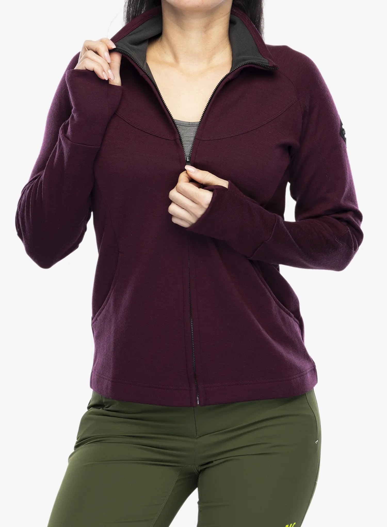 Dámská mikina Sensor Merino UP Fleece Full Zip - port red