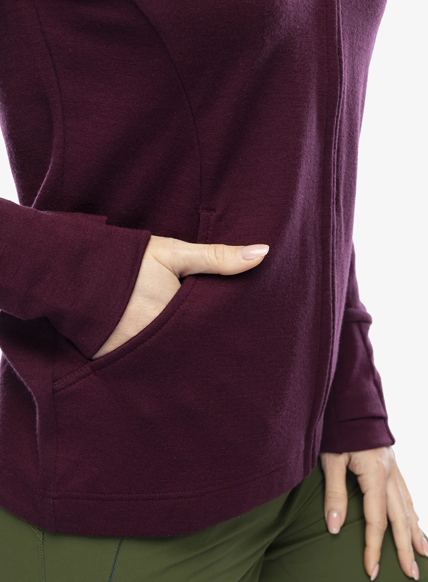 Dámská mikina Sensor Merino UP Fleece Full Zip - port red