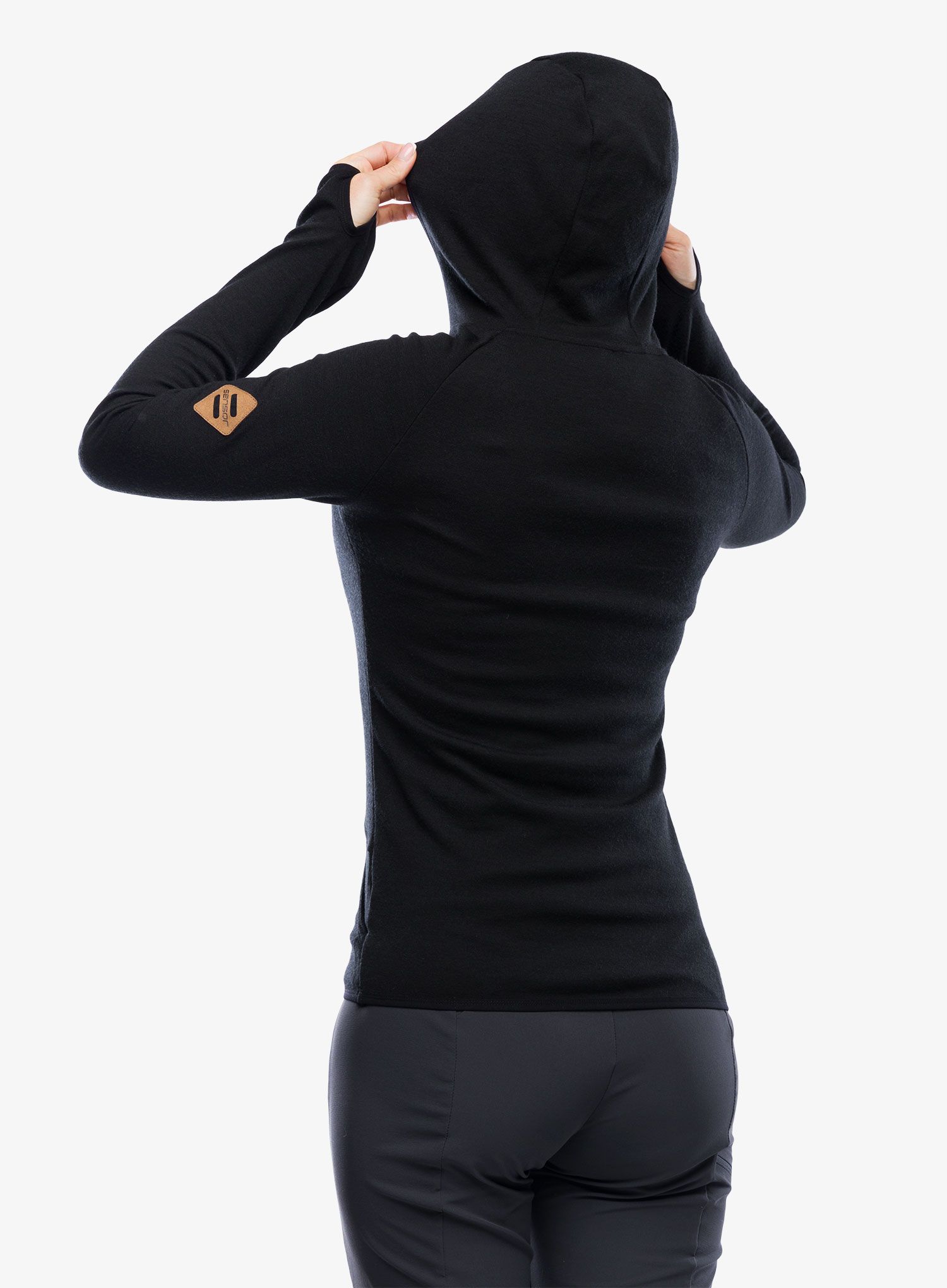 Dámská mikina Sensor Merino UP Fleece Hooded - black mountains