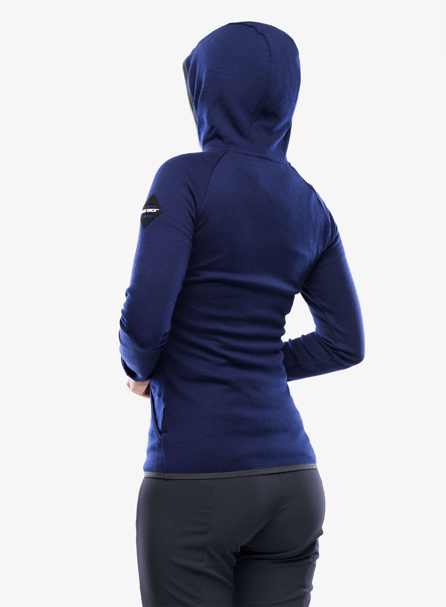 Dámská mikina Sensor Merino UP Fleece Hooded - deep blue arrows