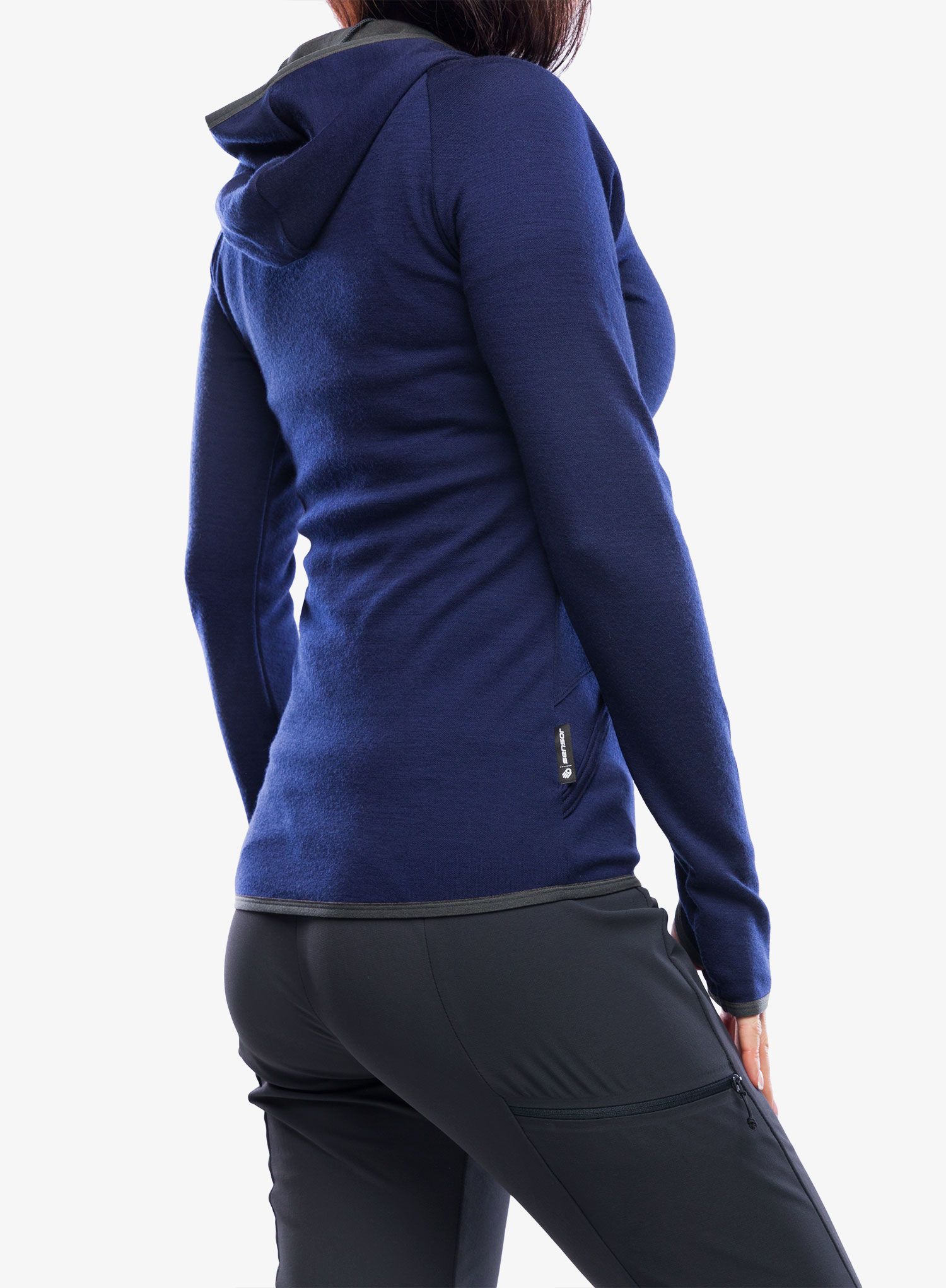 Dámská mikina Sensor Merino UP Fleece Hooded - deep blue arrows