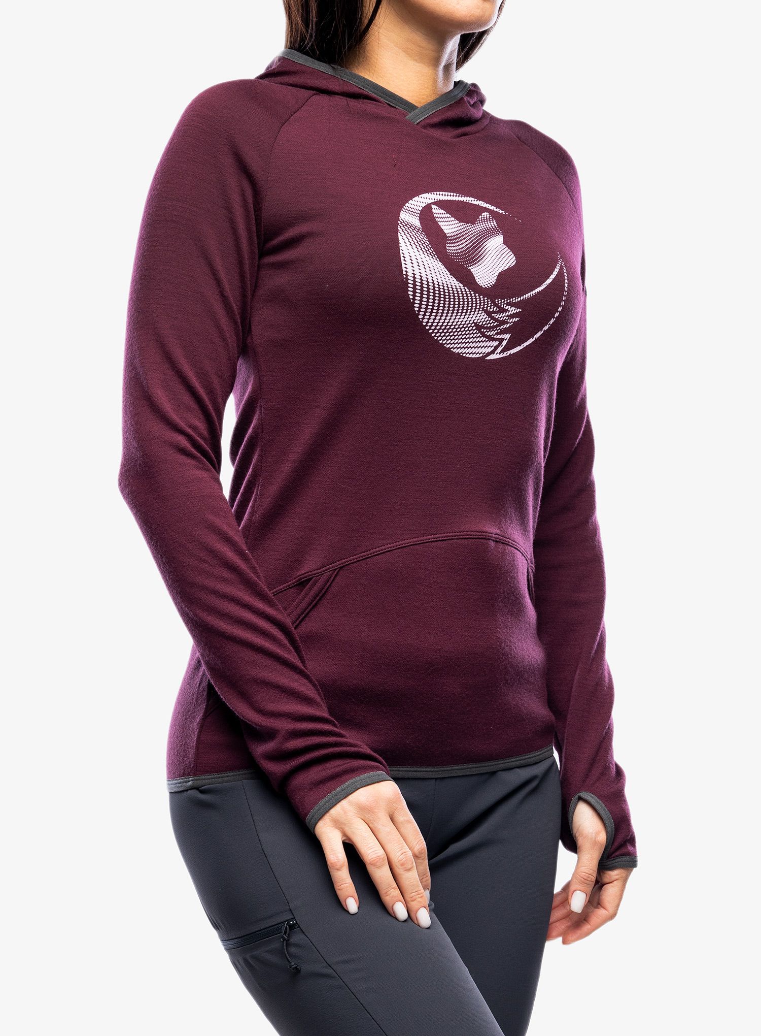 Dámská mikina s kapucí Sensor Merino Up Fleece Hooded - port red fox