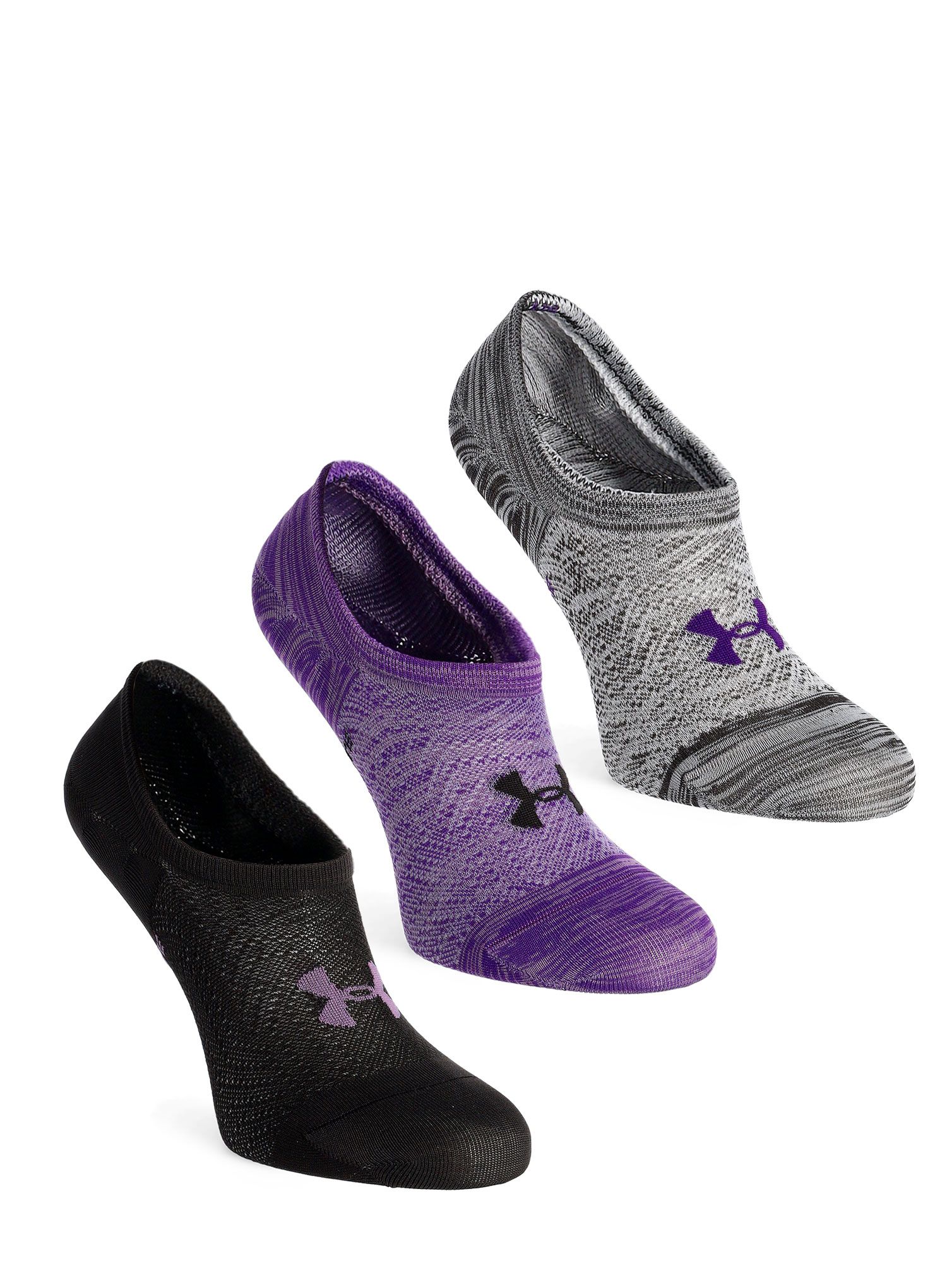 Dámské ponožky Under Armour UA Breathe Lite Ultra 3-Pack Low Liner Socks - retro purple/black/black