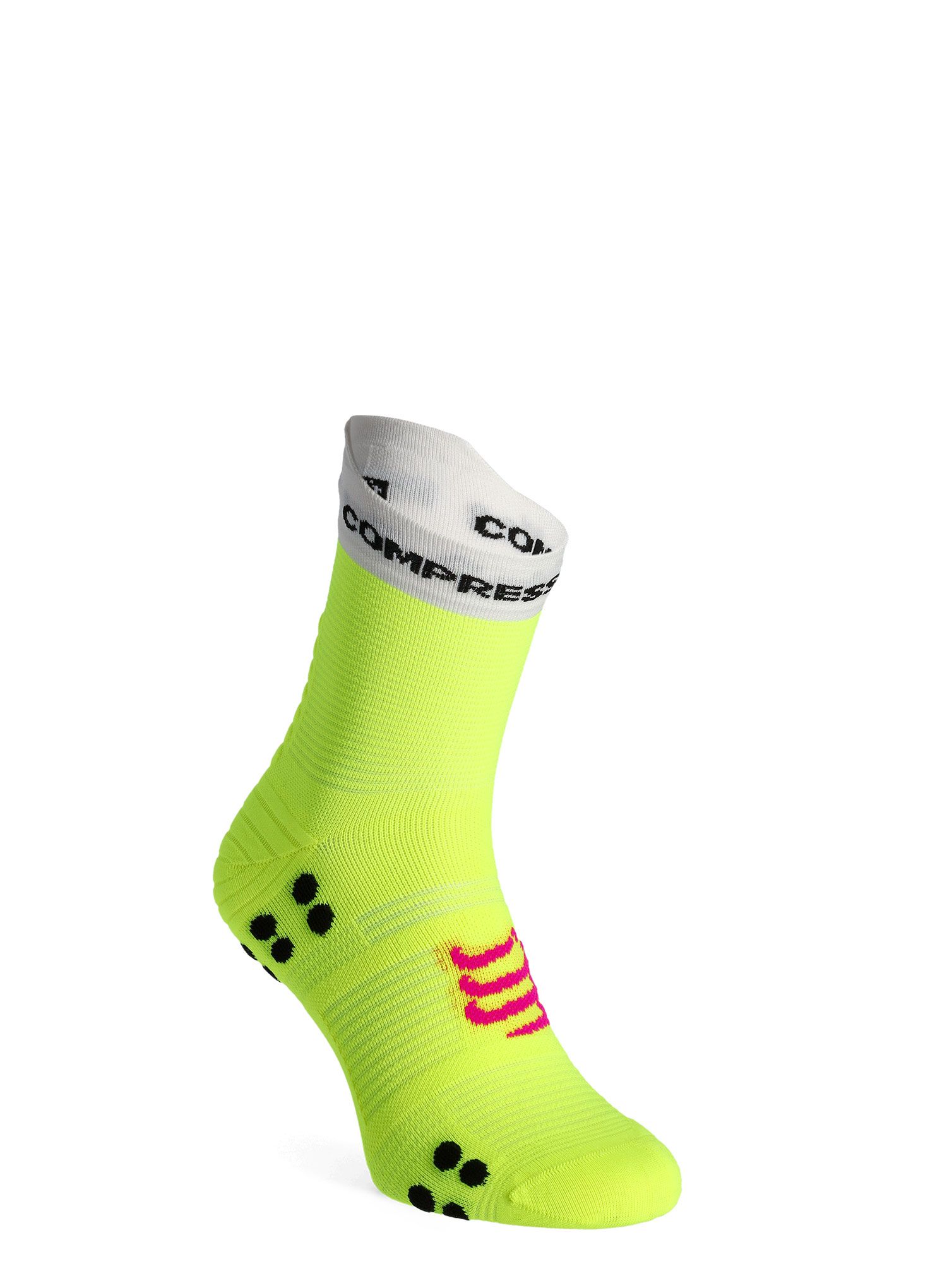 Ponožky na běhání Compressport Pro Racing Socks v4.0 Run High - safe yellow/white