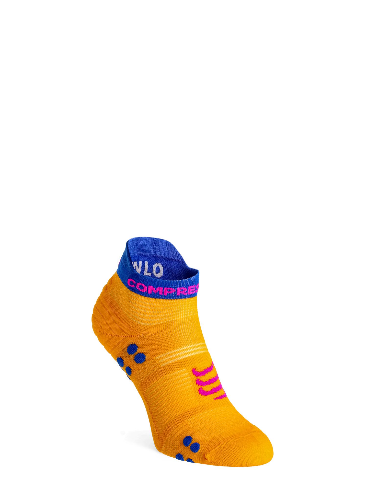 Ponožky na běhání Compressport Pro Racing Socks v4.0 Run Low - saffron/dazz blue