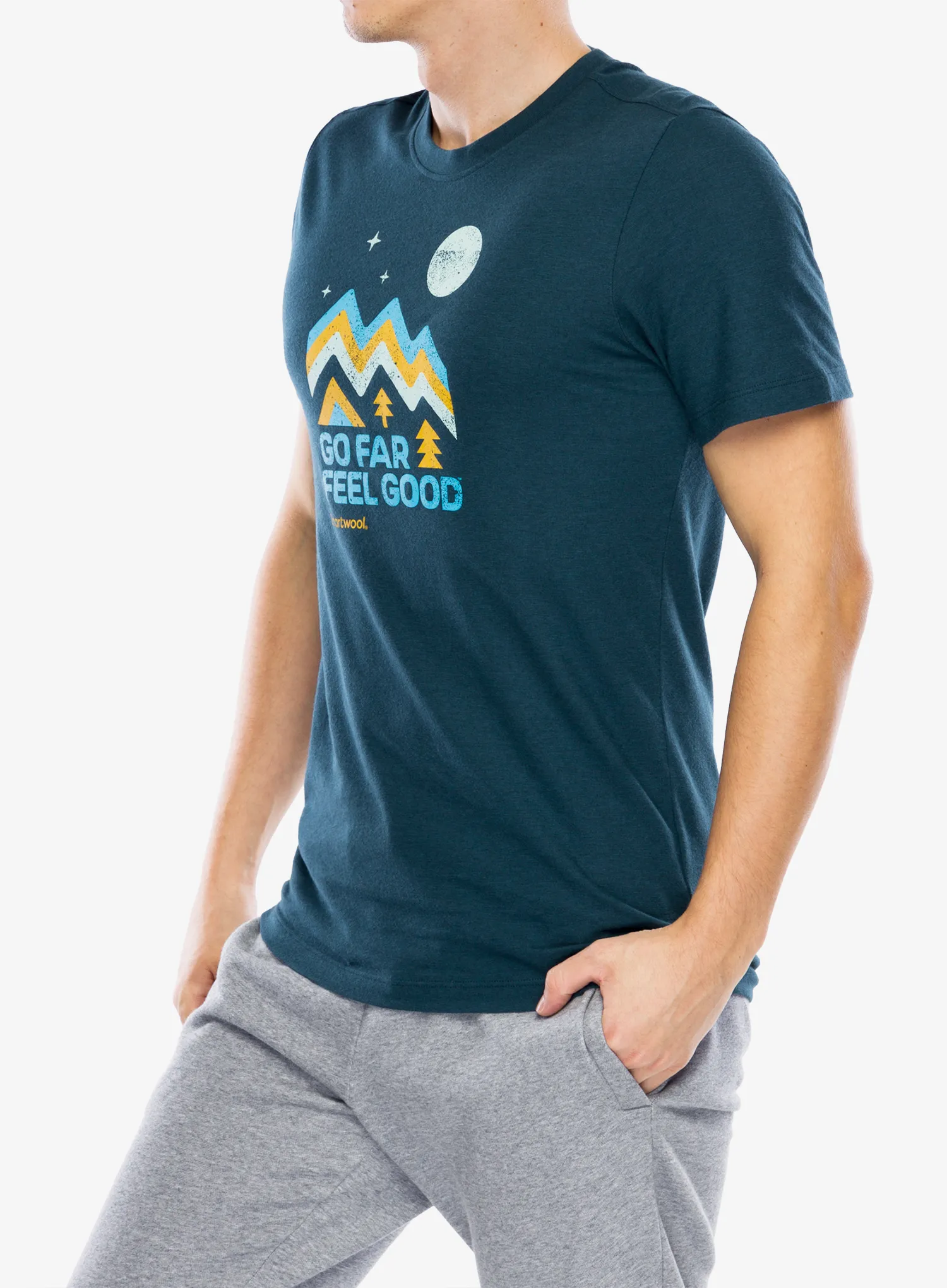 Tričko s potiskem Smartwool Alpine Sky Graphic Short Sleeve Tee Slim Fit - twilight blue