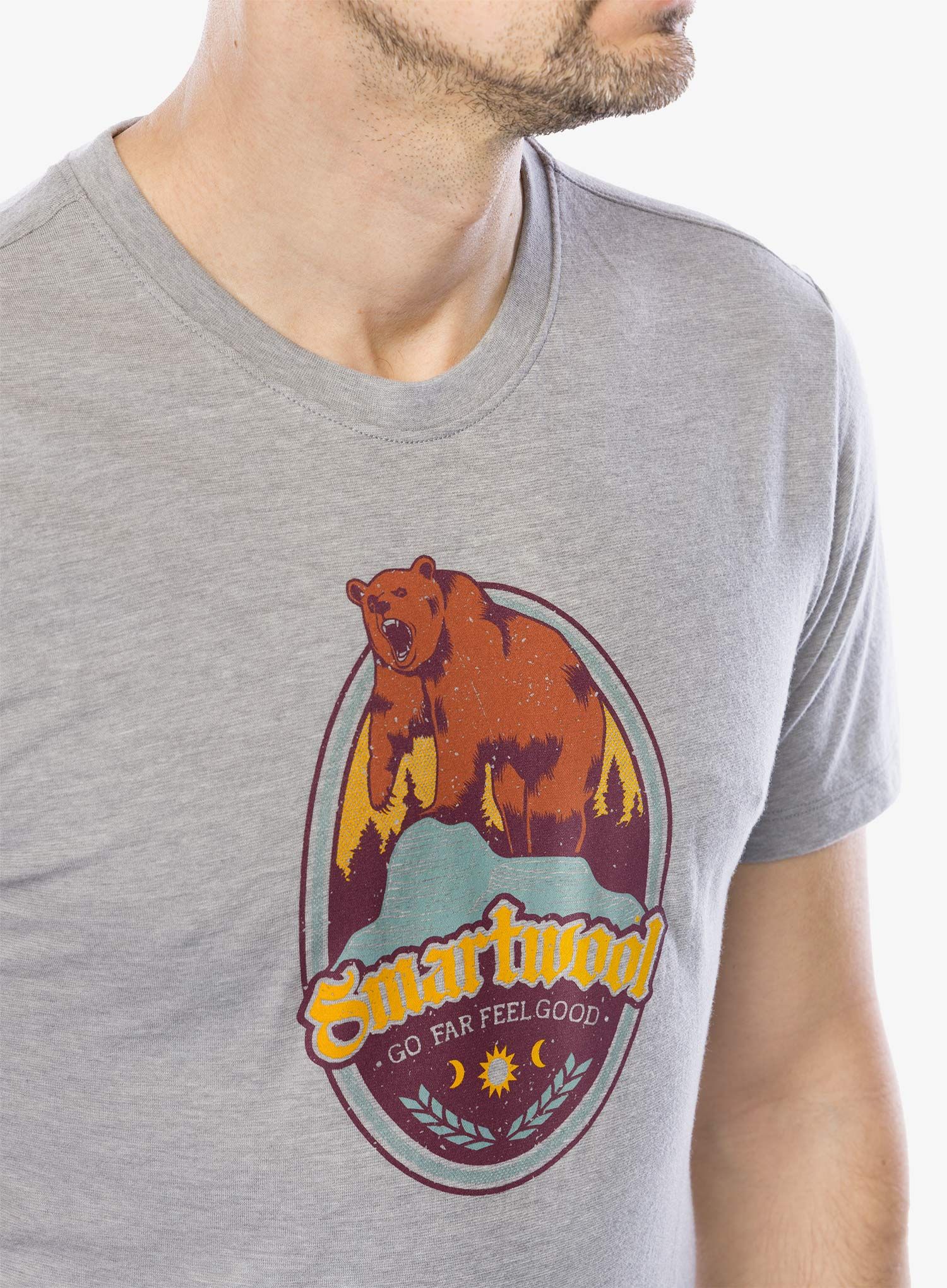 Tričko s potiskem Smartwool Bear Label Graphic Short Sleeve Tee - light gray heather