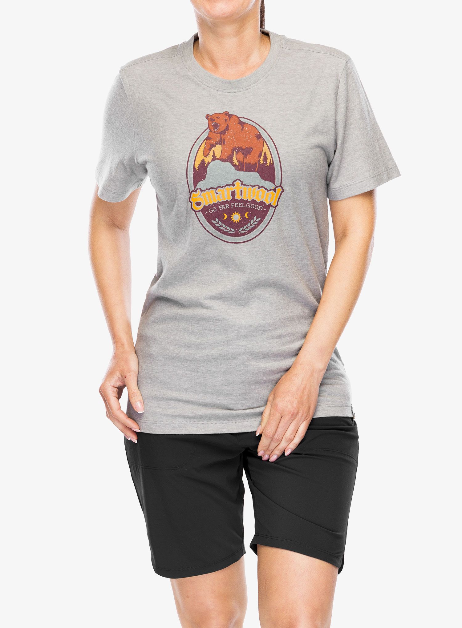 Tričko s potiskem Smartwool Bear Label Graphic Short Sleeve Tee - light gray heather