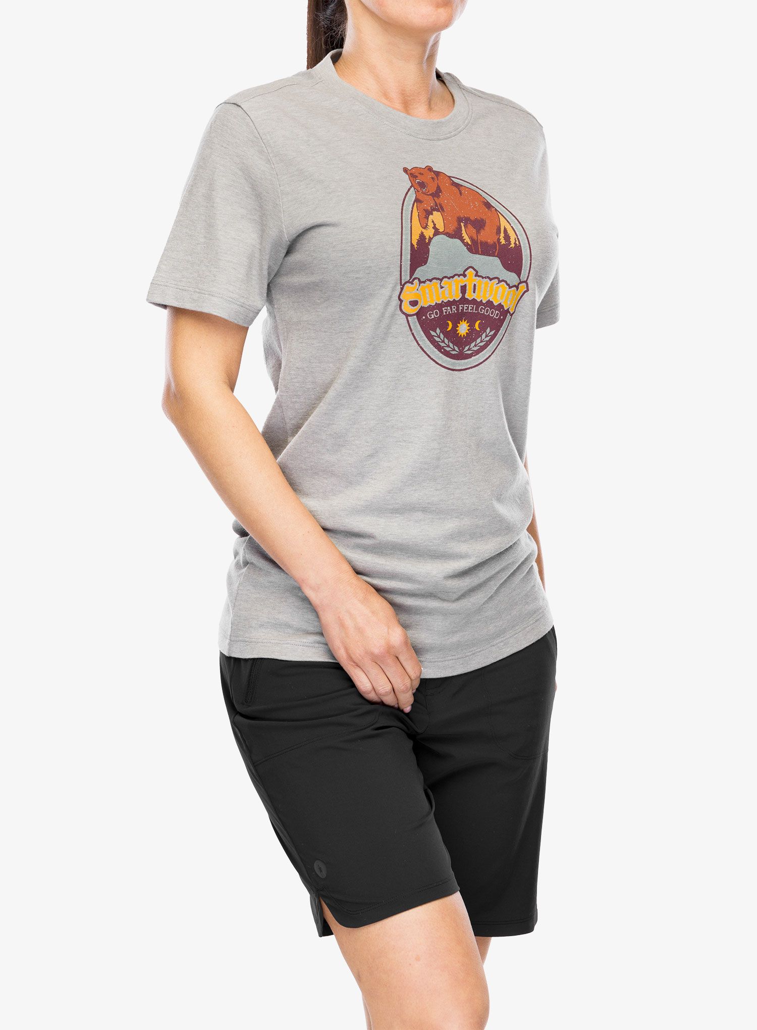 Tričko s potiskem Smartwool Bear Label Graphic Short Sleeve Tee - light gray heather