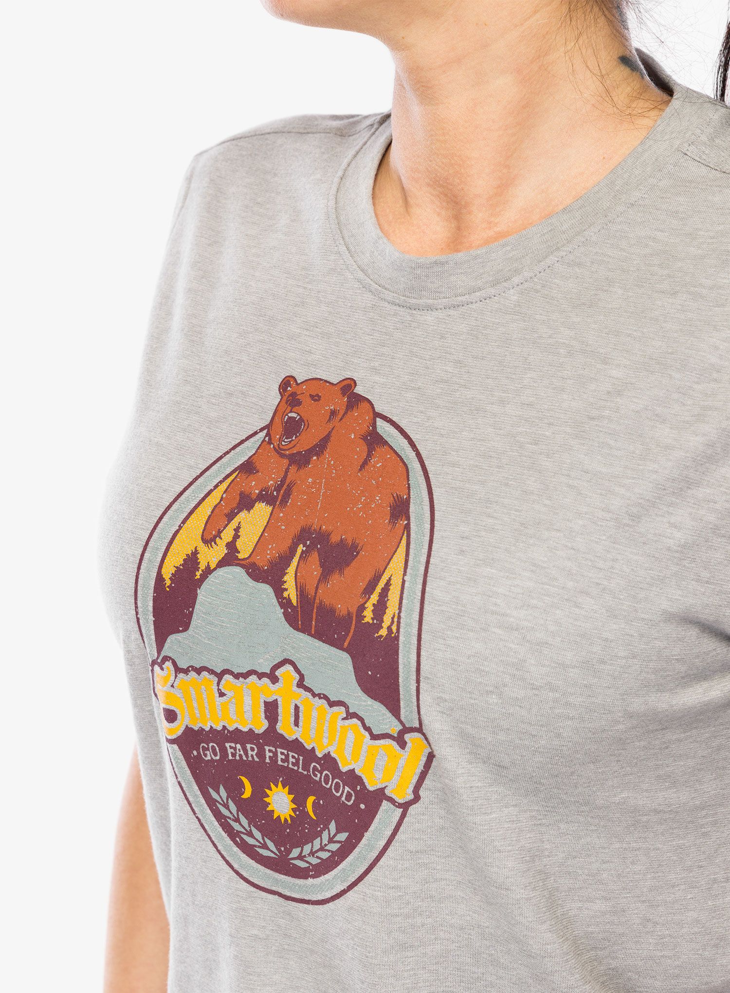 Tričko s potiskem Smartwool Bear Label Graphic Short Sleeve Tee - light gray heather