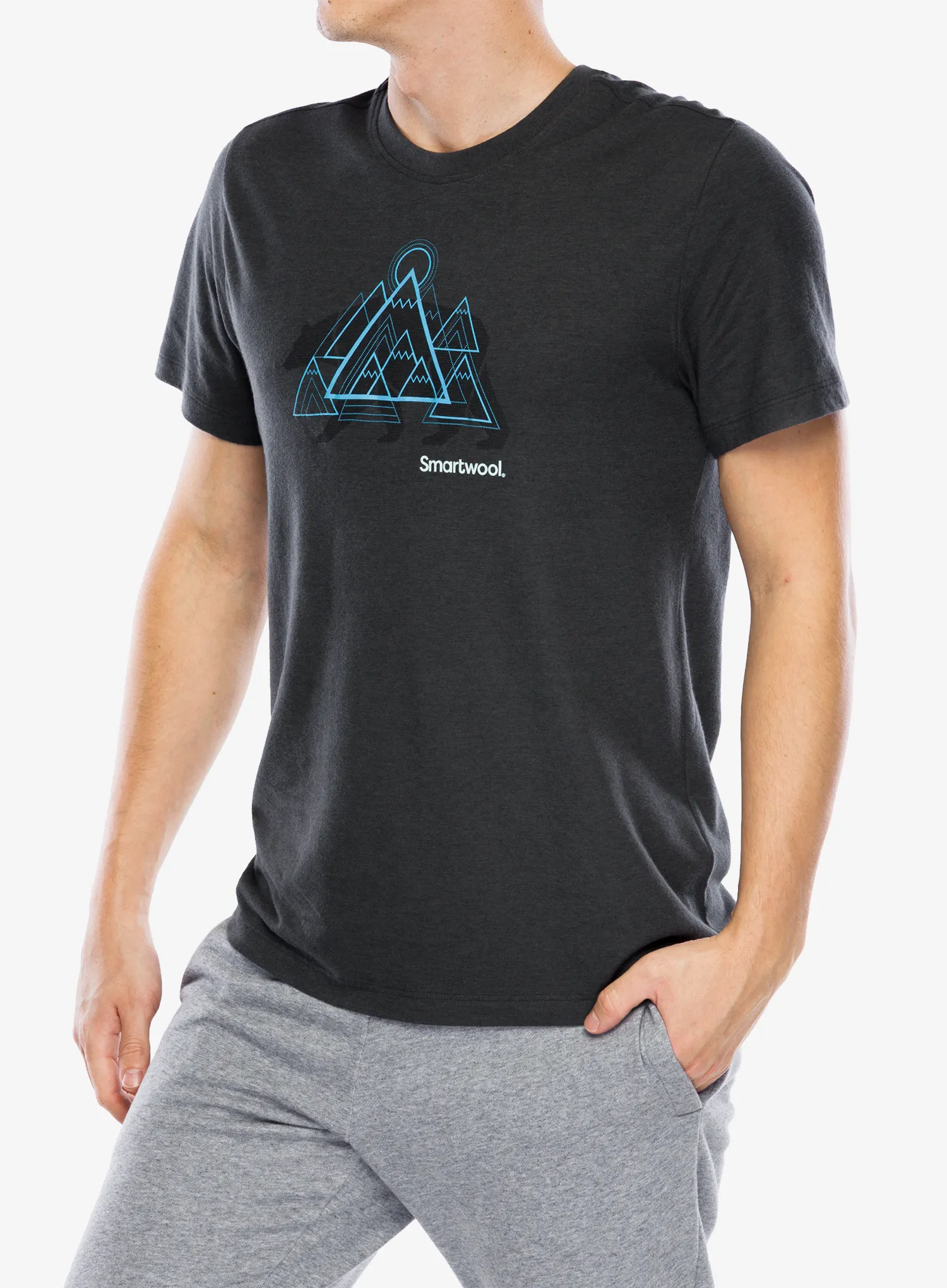 Tričko s potiskem Smartwool Bear Range Graphic Short Sleeve Tee - charcoal