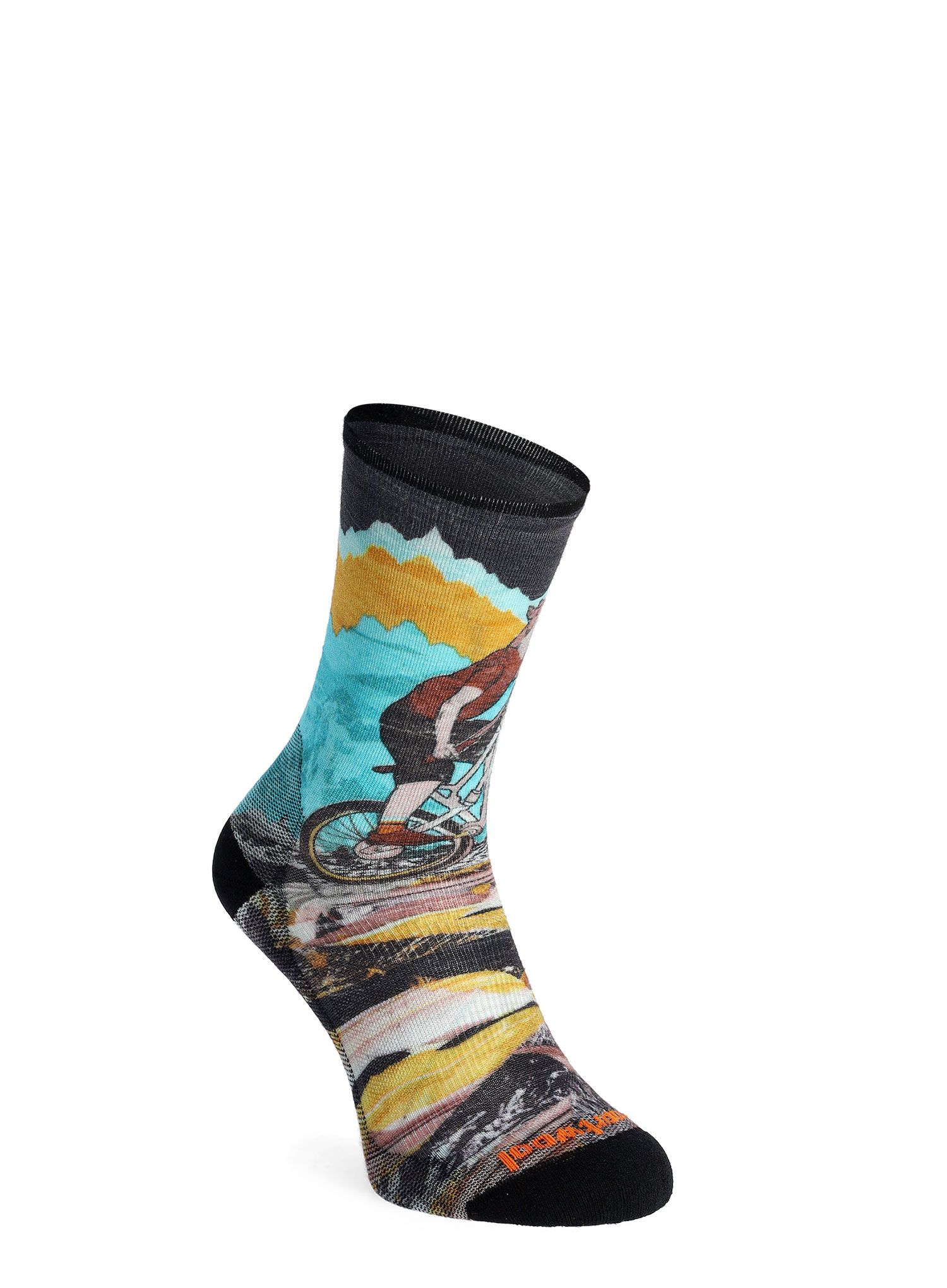 MTB ponožky Smartwool Bike Zero Cushion Wolf Print Crew Socks - multi color
