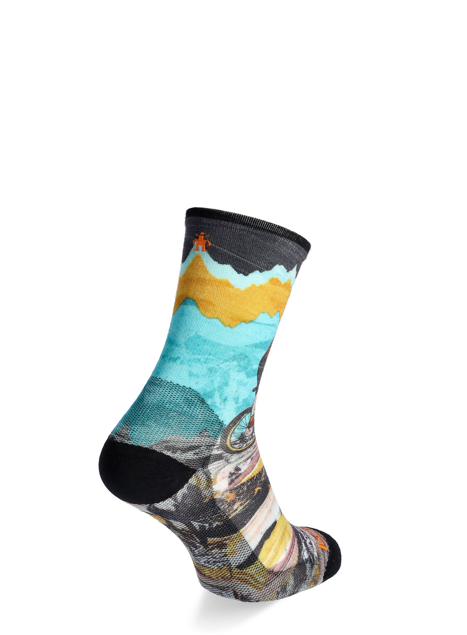 MTB ponožky Smartwool Bike Zero Cushion Wolf Print Crew Socks - multi color