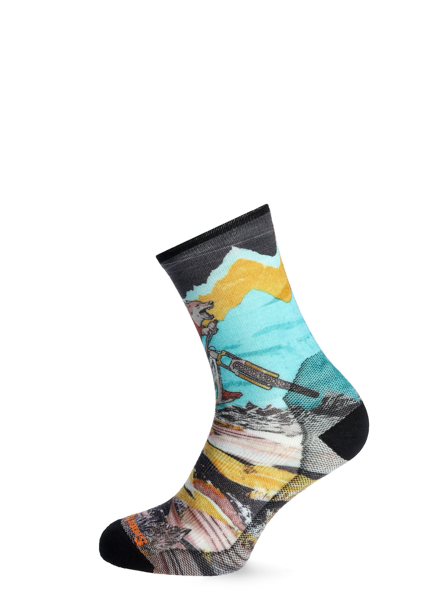 MTB ponožky Smartwool Bike Zero Cushion Wolf Print Crew Socks - multi color