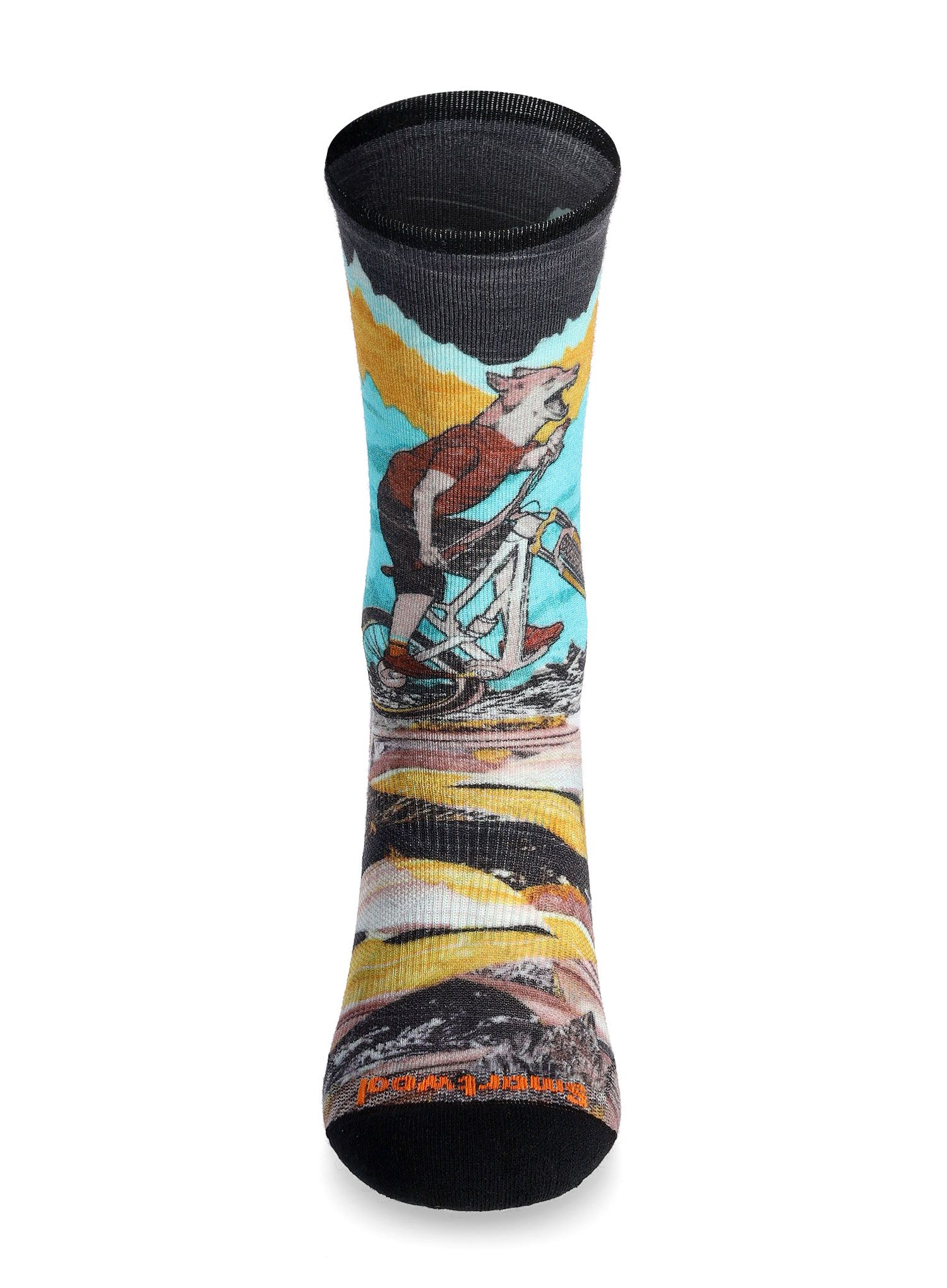MTB ponožky Smartwool Bike Zero Cushion Wolf Print Crew Socks - multi color