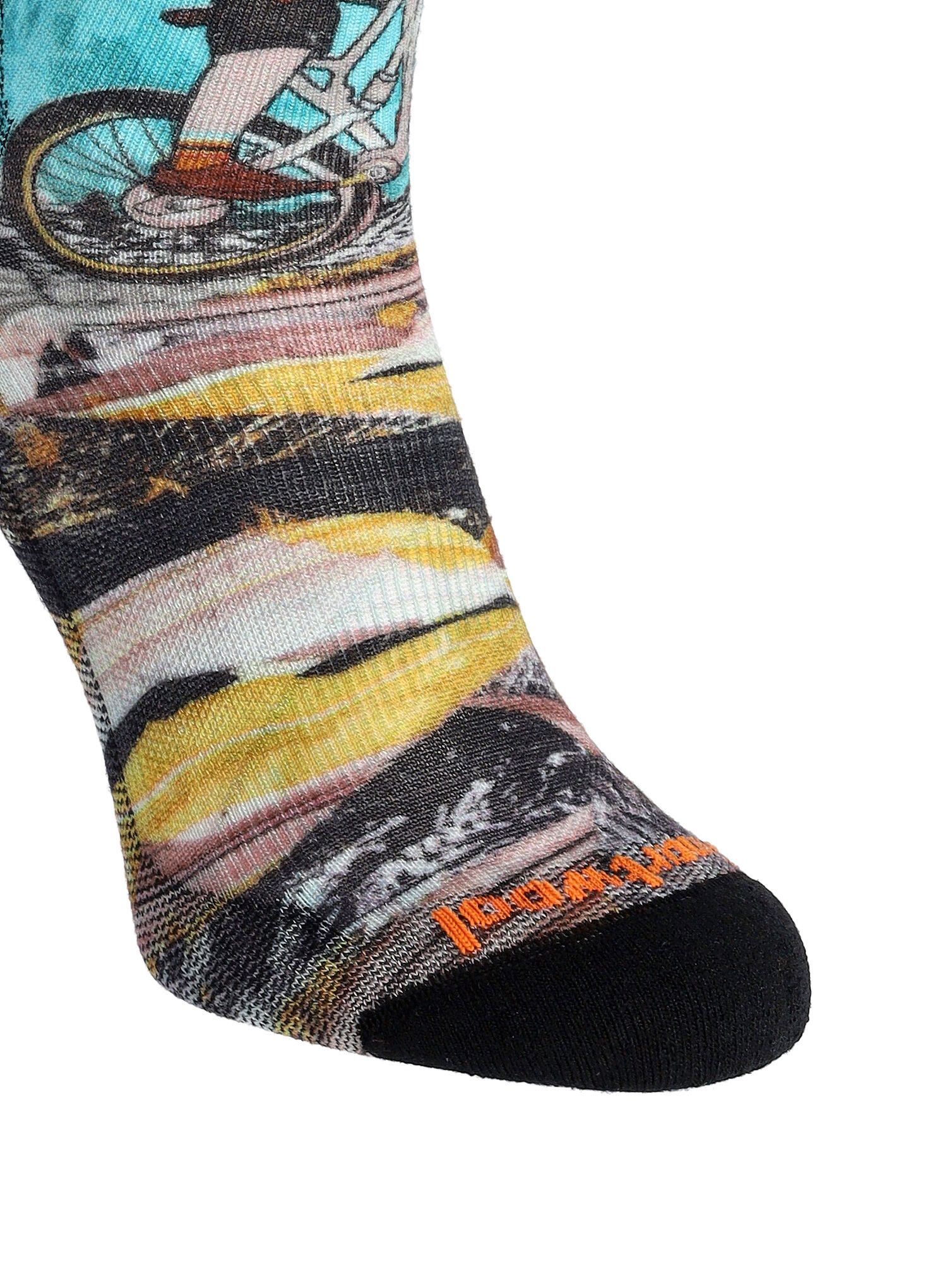 MTB ponožky Smartwool Bike Zero Cushion Wolf Print Crew Socks - multi color