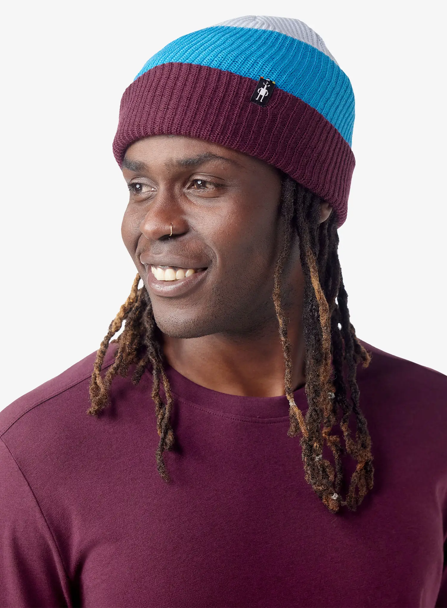 Zimní čepice Smartwool Cantar Colorblock Beanie - eggplant plaid