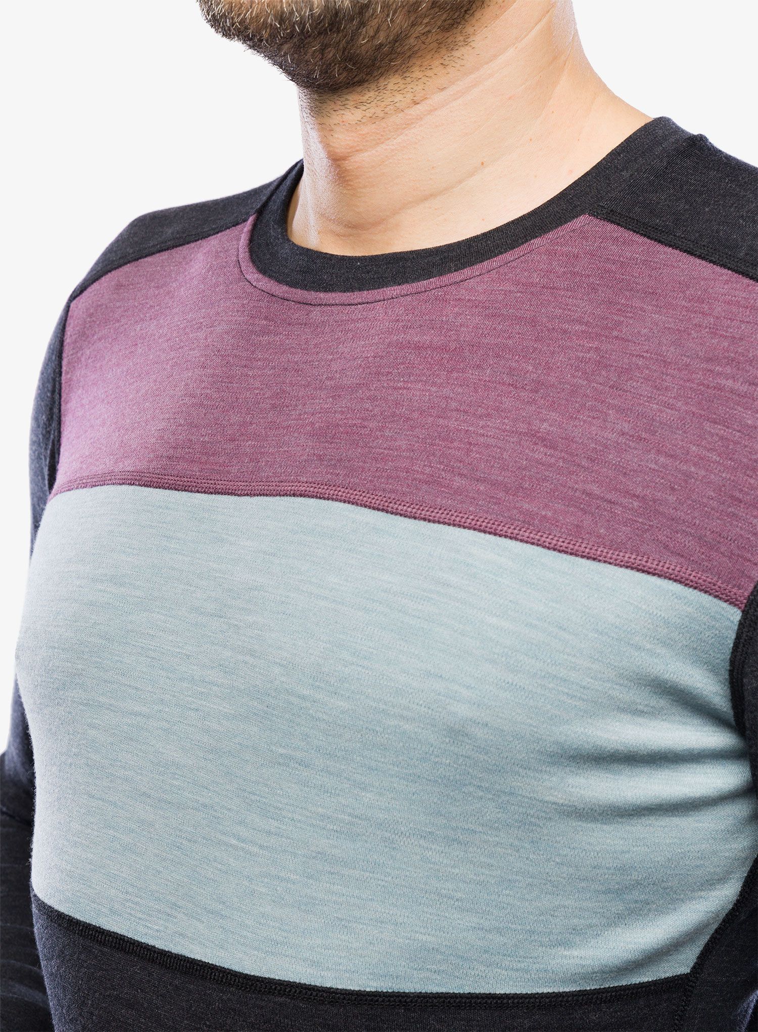 Funkční mikina Smartwool Classic Thermal Merino Base Layer Colorblock Crew Boxed - charcoal/argyle purple
