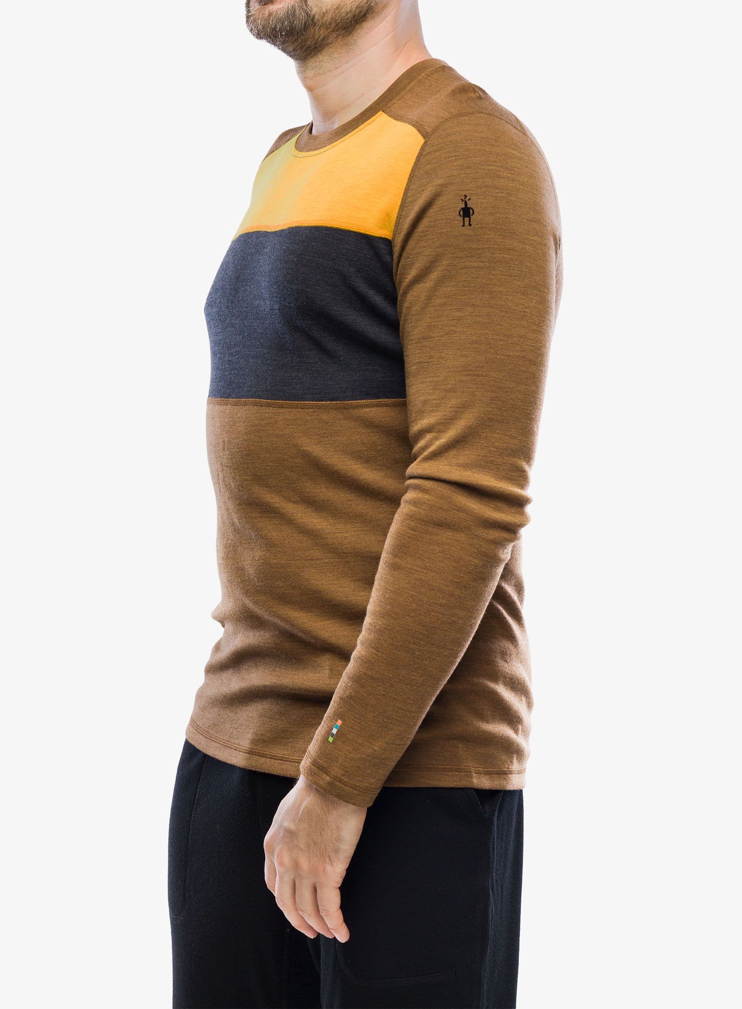 Funkční mikina Smartwool Classic Thermal Merino Base Layer Colorblock Crew Boxed - fox brown heather
