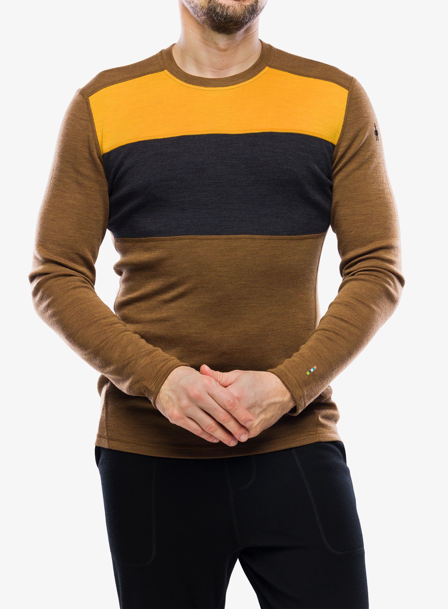 Funkční mikina Smartwool Classic Thermal Merino Base Layer Colorblock Crew Boxed - fox brown heather