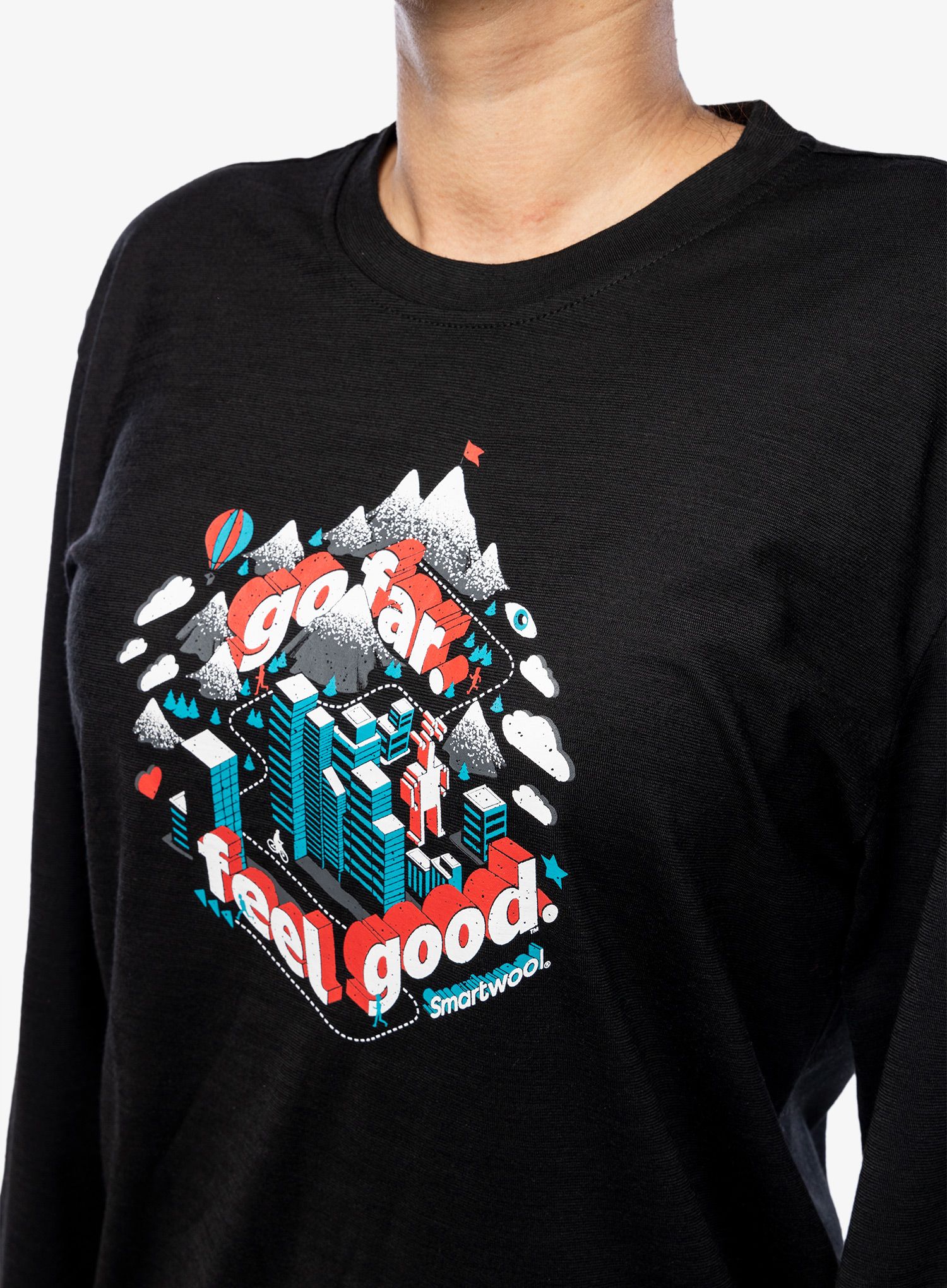 Longsleeve Smartwool Denver Go Far Feel Good Graphic Long Sleeve Tee - black