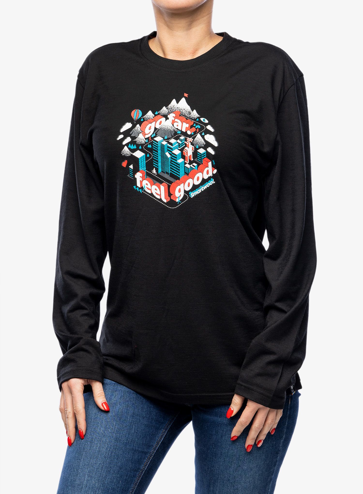 Longsleeve Smartwool Denver Go Far Feel Good Graphic Long Sleeve Tee - black