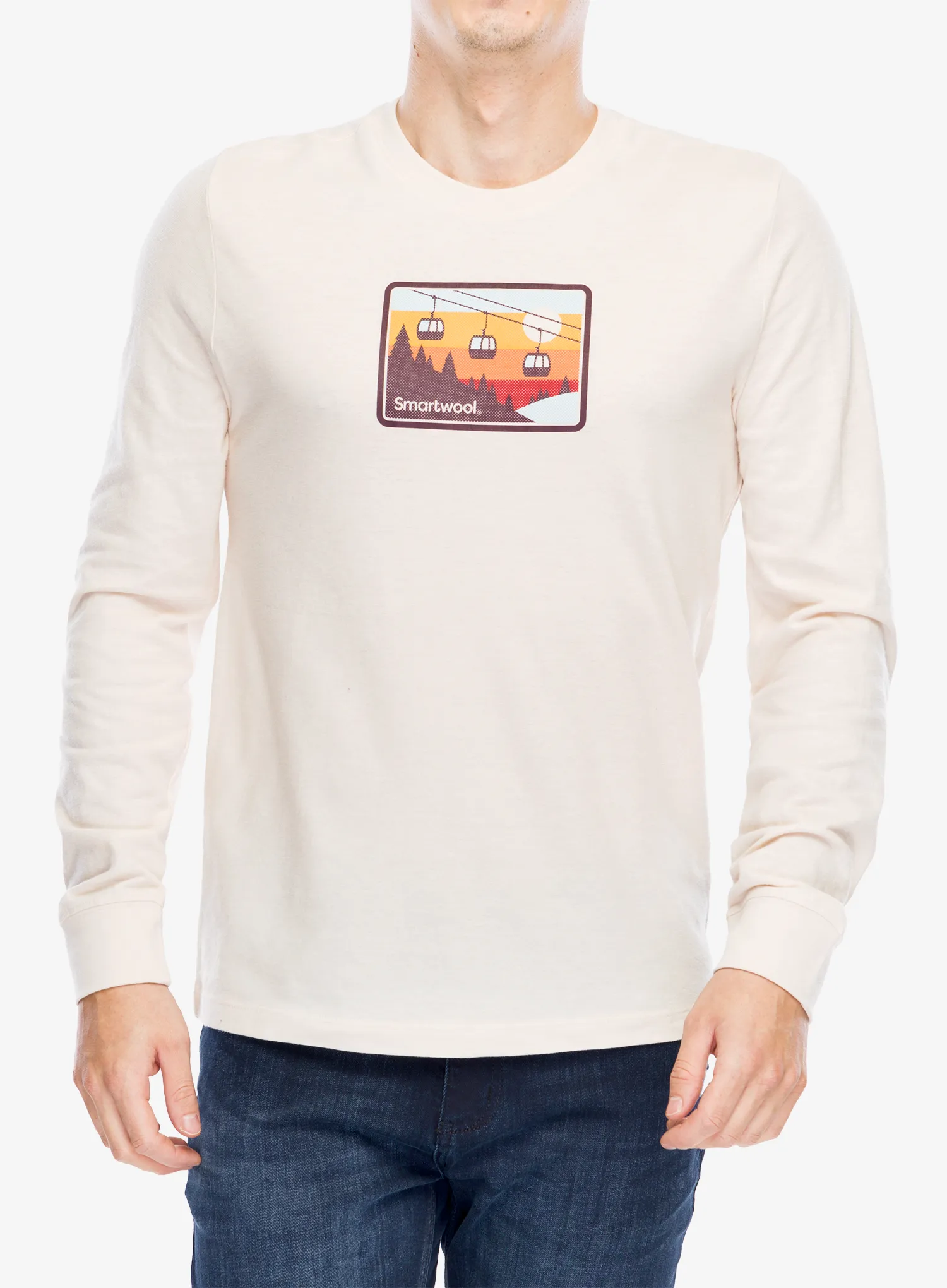 Mikina bez kapuce Smartwool Gondola Ride Graphic Long Sleeve Tee - almond