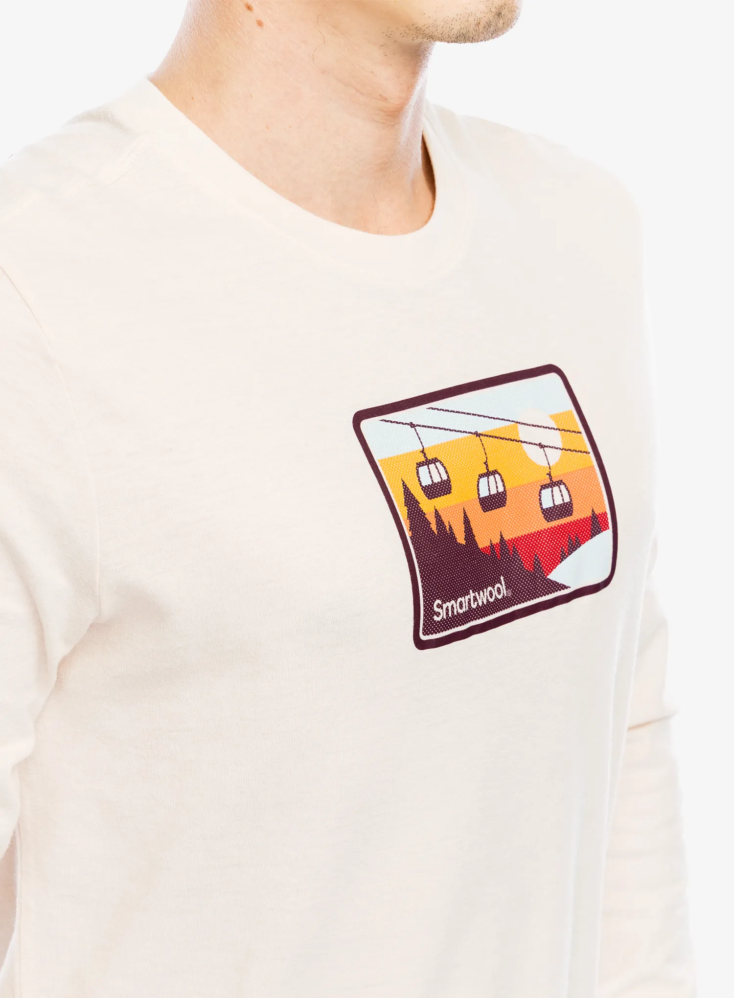 Mikina bez kapuce Smartwool Gondola Ride Graphic Long Sleeve Tee - almond