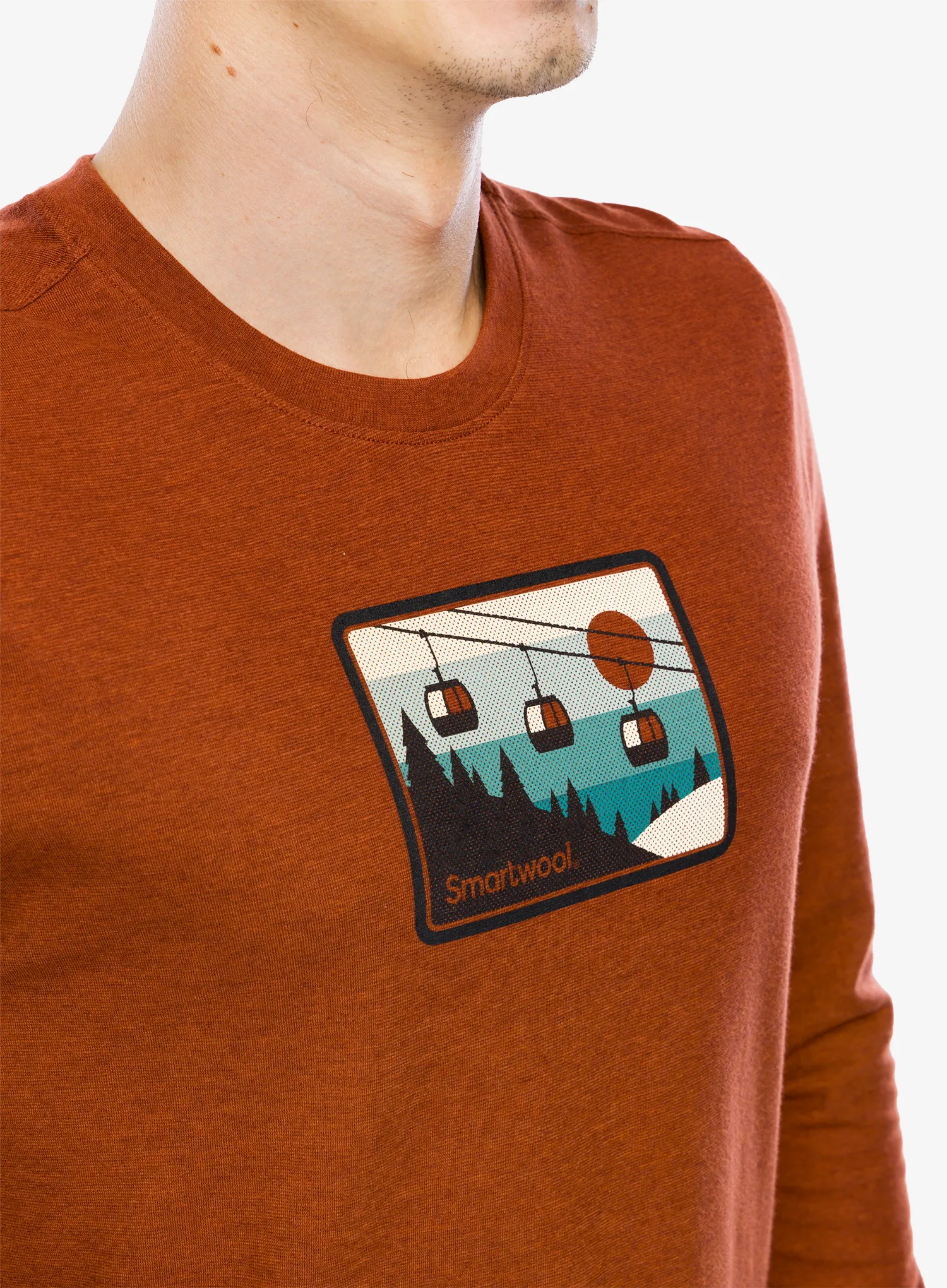 Mikina bez kapuce Smartwool Gondola Ride Graphic Long Sleeve Tee - pecan brown