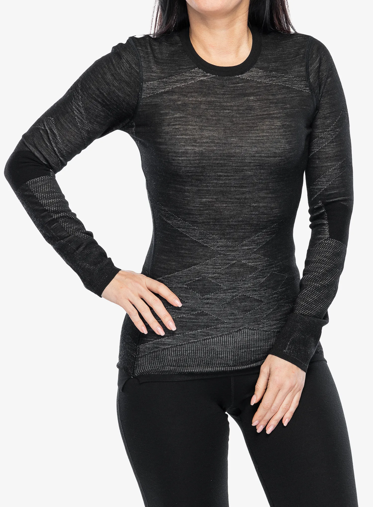 Dámská mikina Smartwool Intraknit Merino 200 Crew - black/white