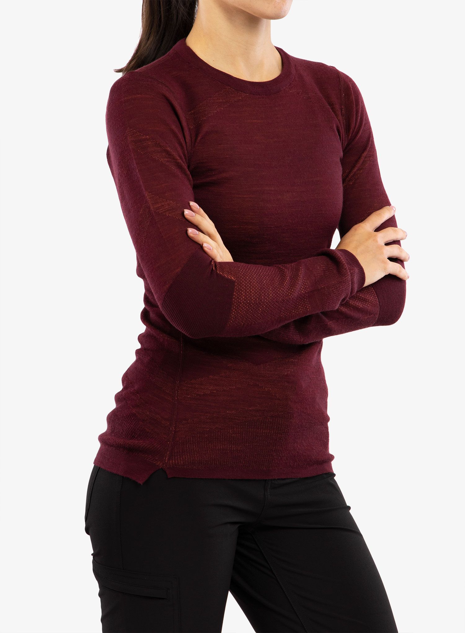 Dámská funkční mikina Smartwool Intraknit Merino Crew - black cherry