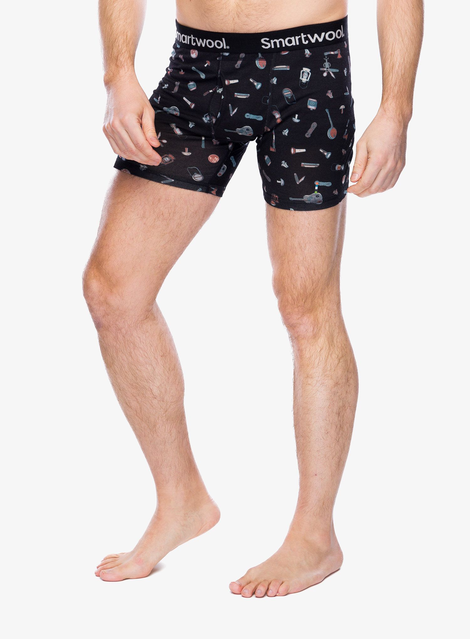 Funkční boxerky Smartwool Merino Print Boxer Brief Boxed - black gone camping