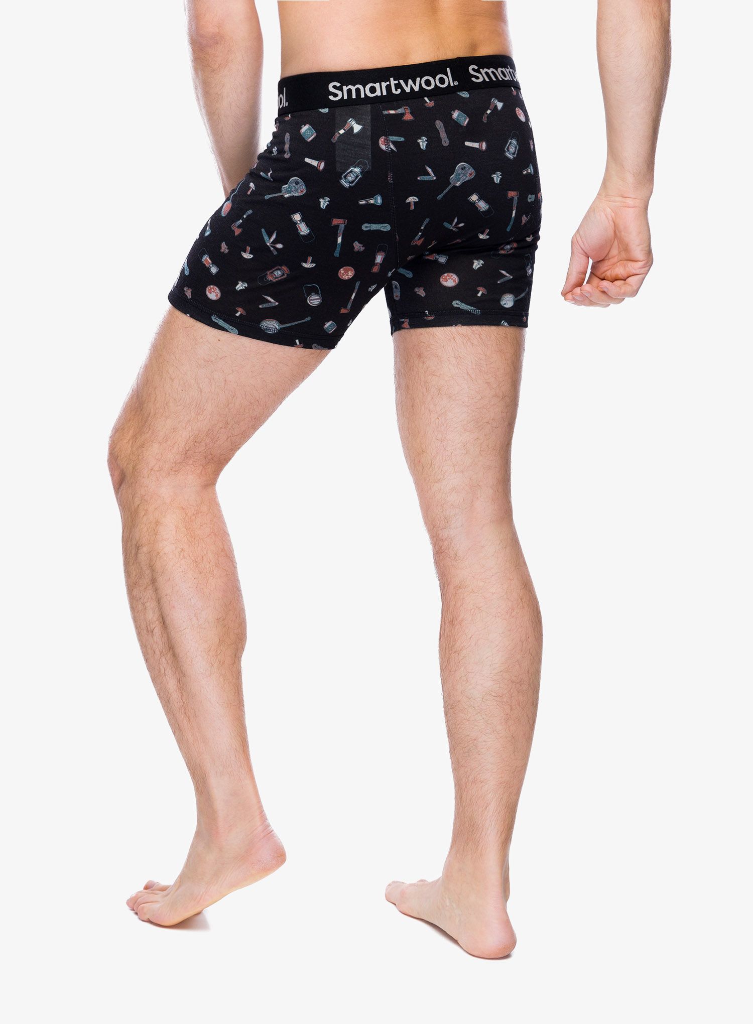 Funkční boxerky Smartwool Merino Print Boxer Brief Boxed - black gone camping