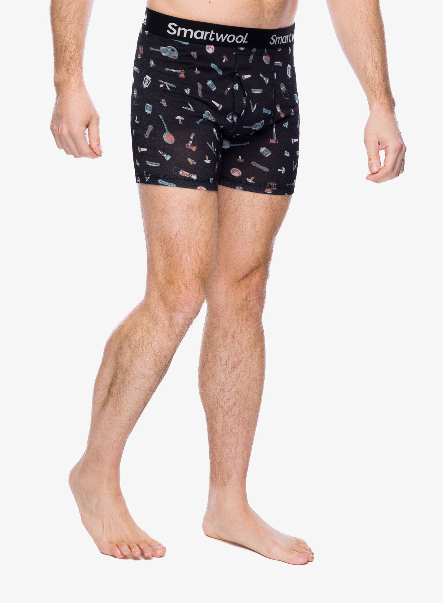 Funkční boxerky Smartwool Merino Print Boxer Brief Boxed - black gone camping