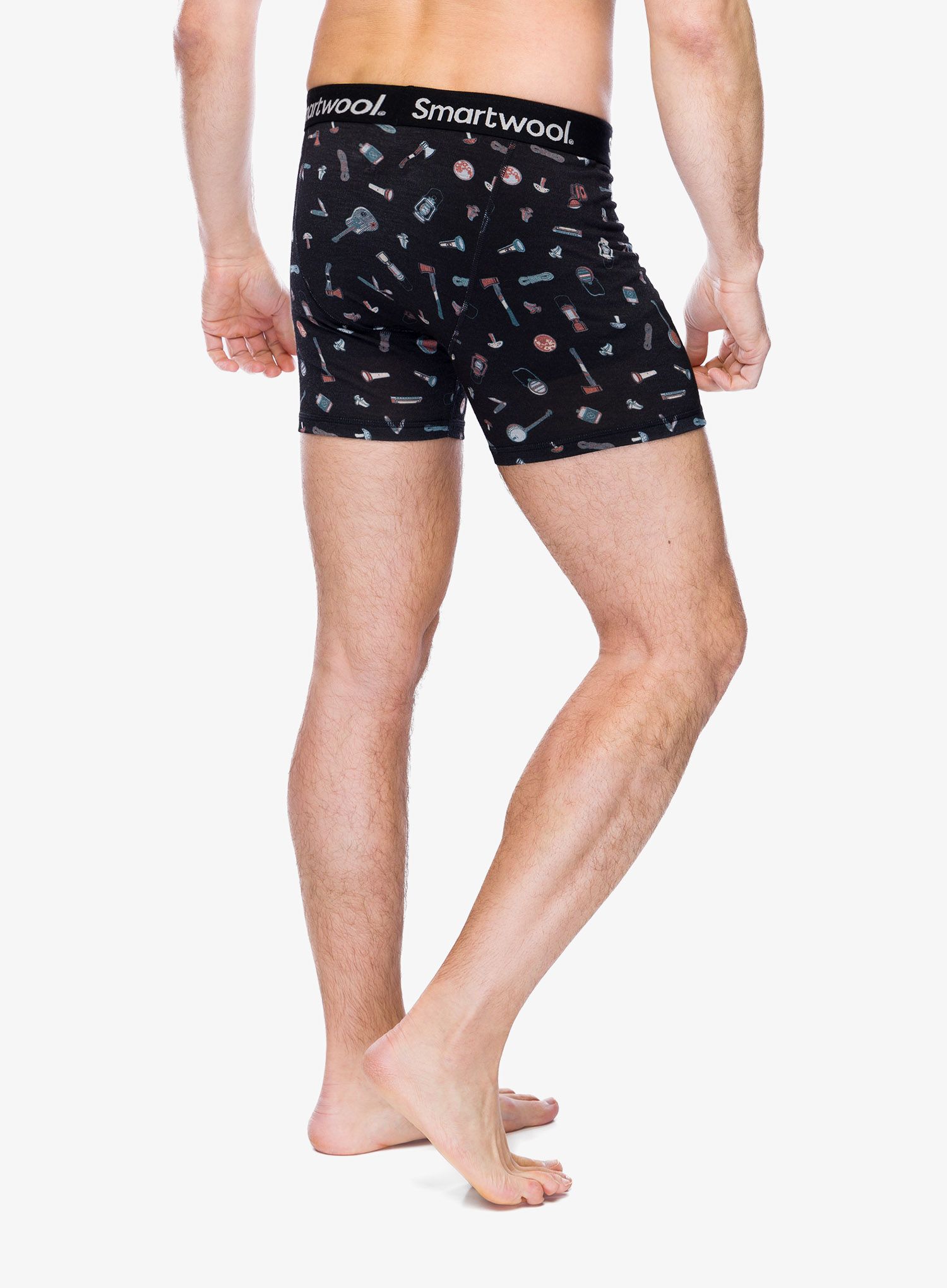 Funkční boxerky Smartwool Merino Print Boxer Brief Boxed - black gone camping