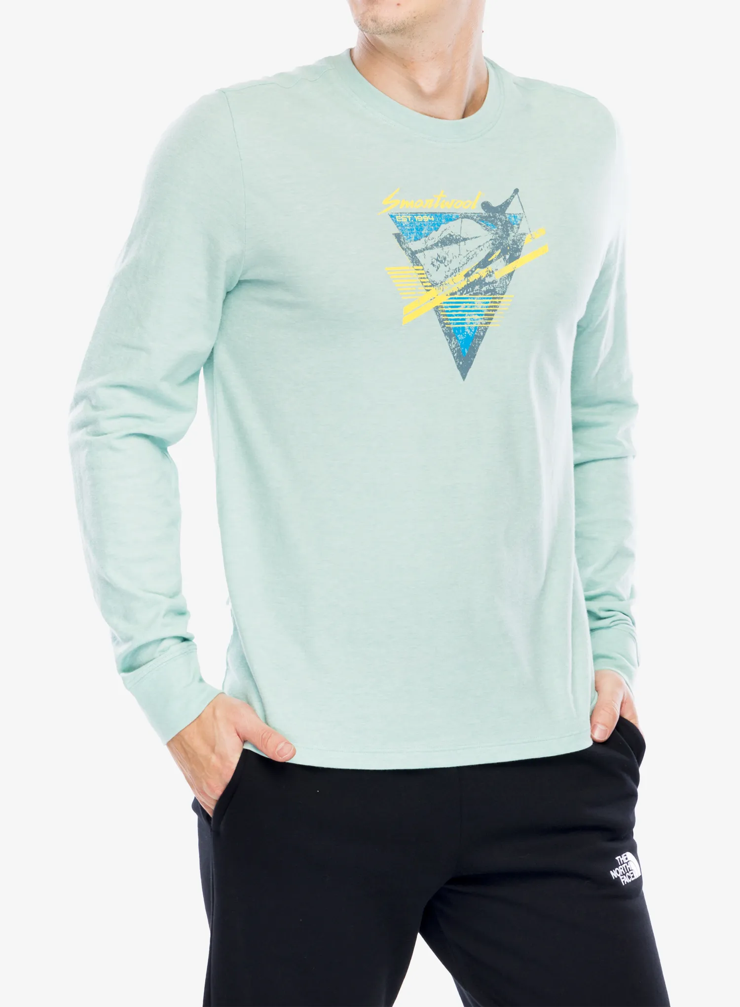 Mikina bez kapuce Smartwool Original Shred Graphic Long Sleeve Tee - arctic green