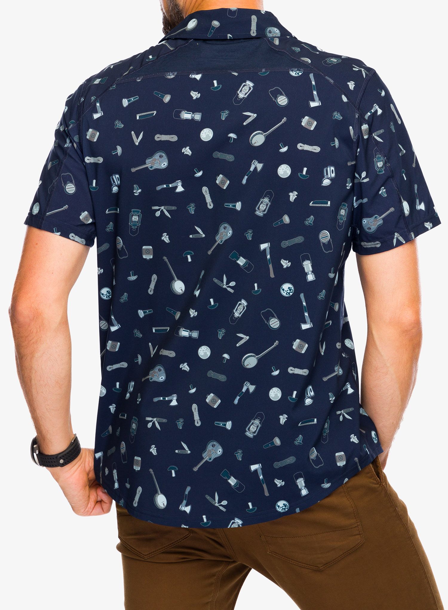 Košile Smartwool Printed Short Sleeve Button Down - deep navy