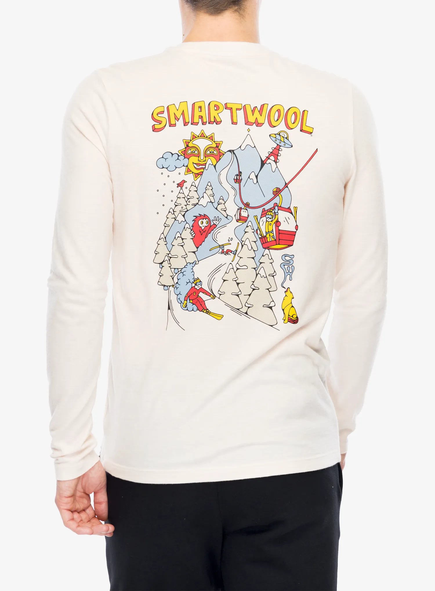 Mikina bez kapuce Smartwool Ski Circus Graphic Long Sleeve Tee Slim Fit - almond