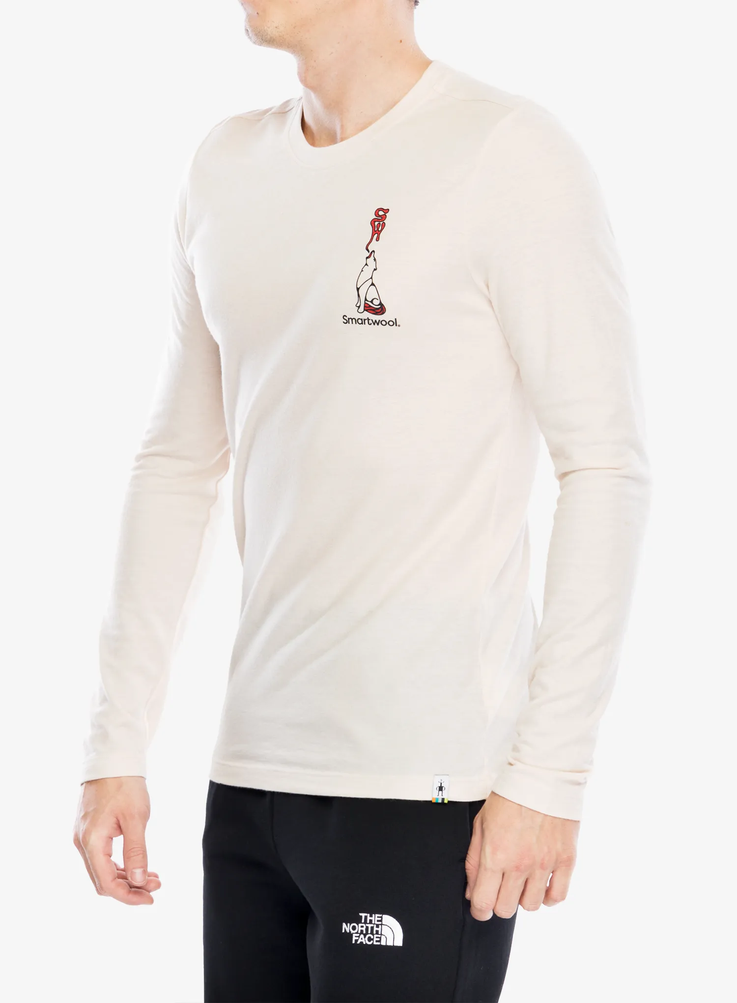 Mikina bez kapuce Smartwool Ski Circus Graphic Long Sleeve Tee Slim Fit - almond