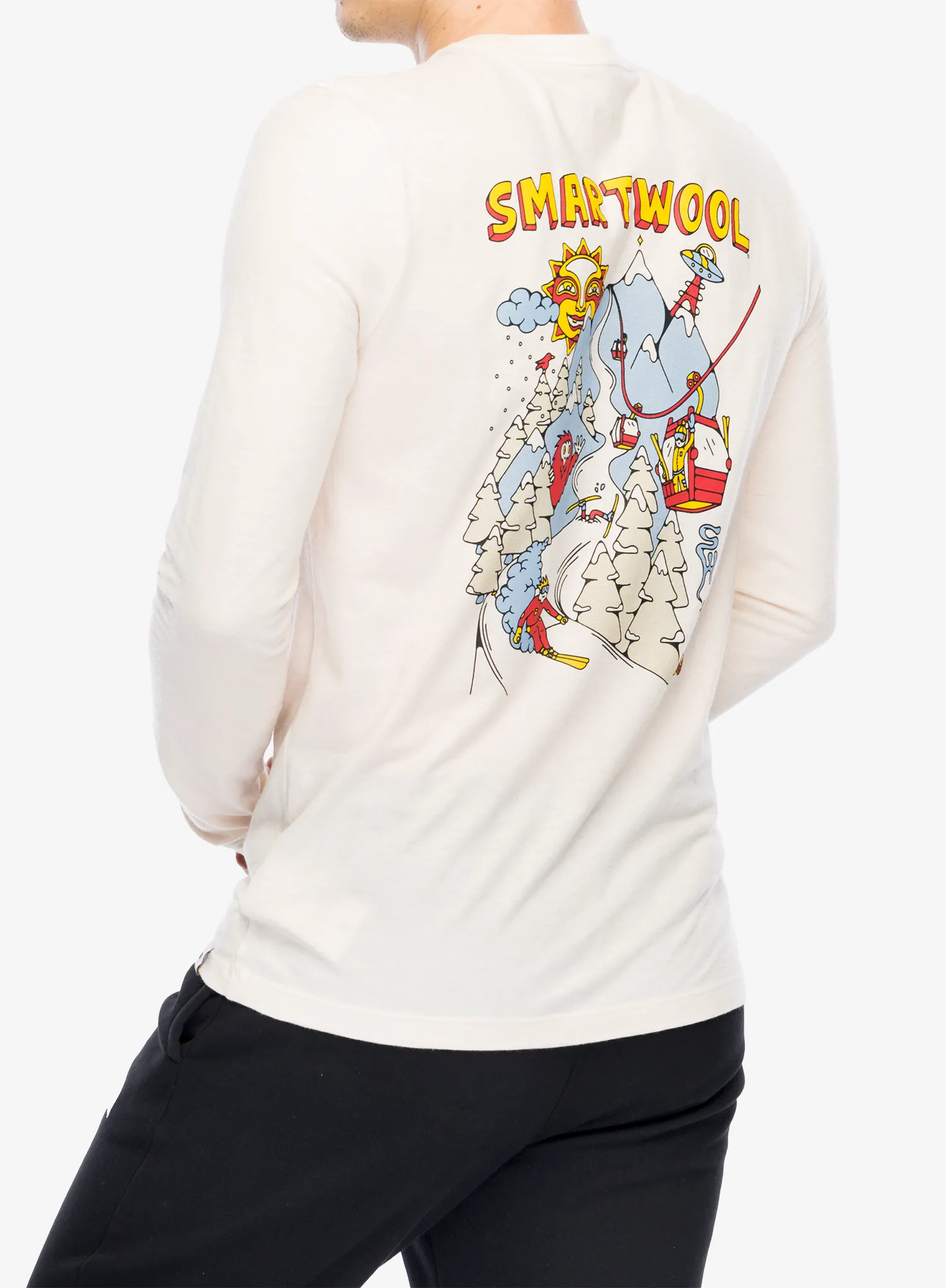 Mikina bez kapuce Smartwool Ski Circus Graphic Long Sleeve Tee Slim Fit - almond