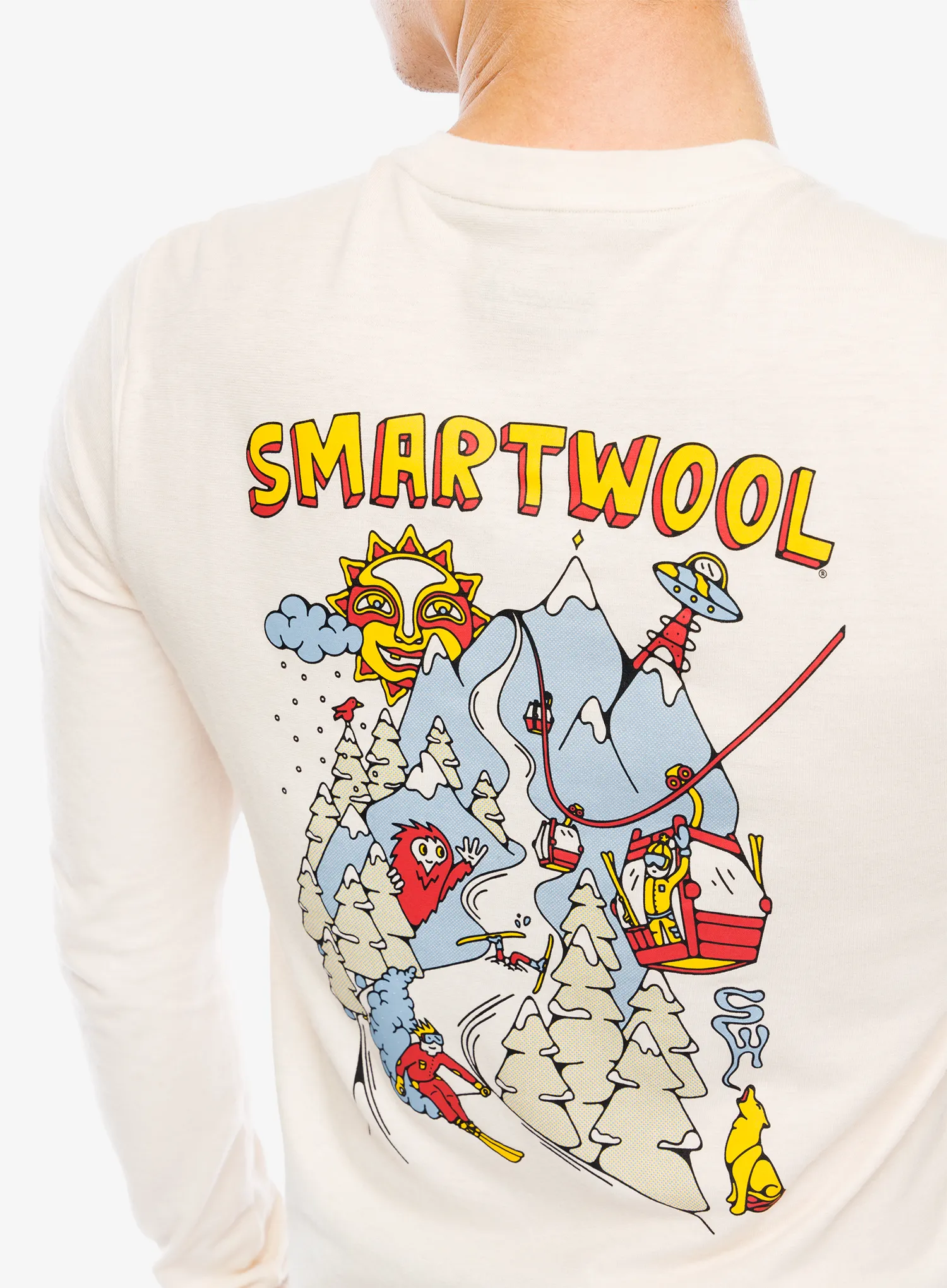 Mikina bez kapuce Smartwool Ski Circus Graphic Long Sleeve Tee Slim Fit - almond