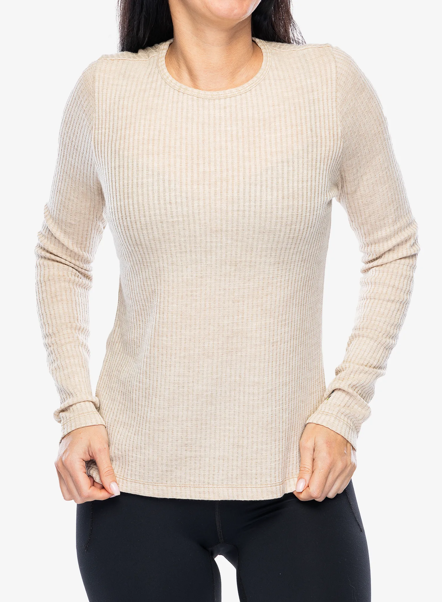 Dámská mikina bez kapuce Smartwool Thermal Merino Rib Crew - toasted coconut h