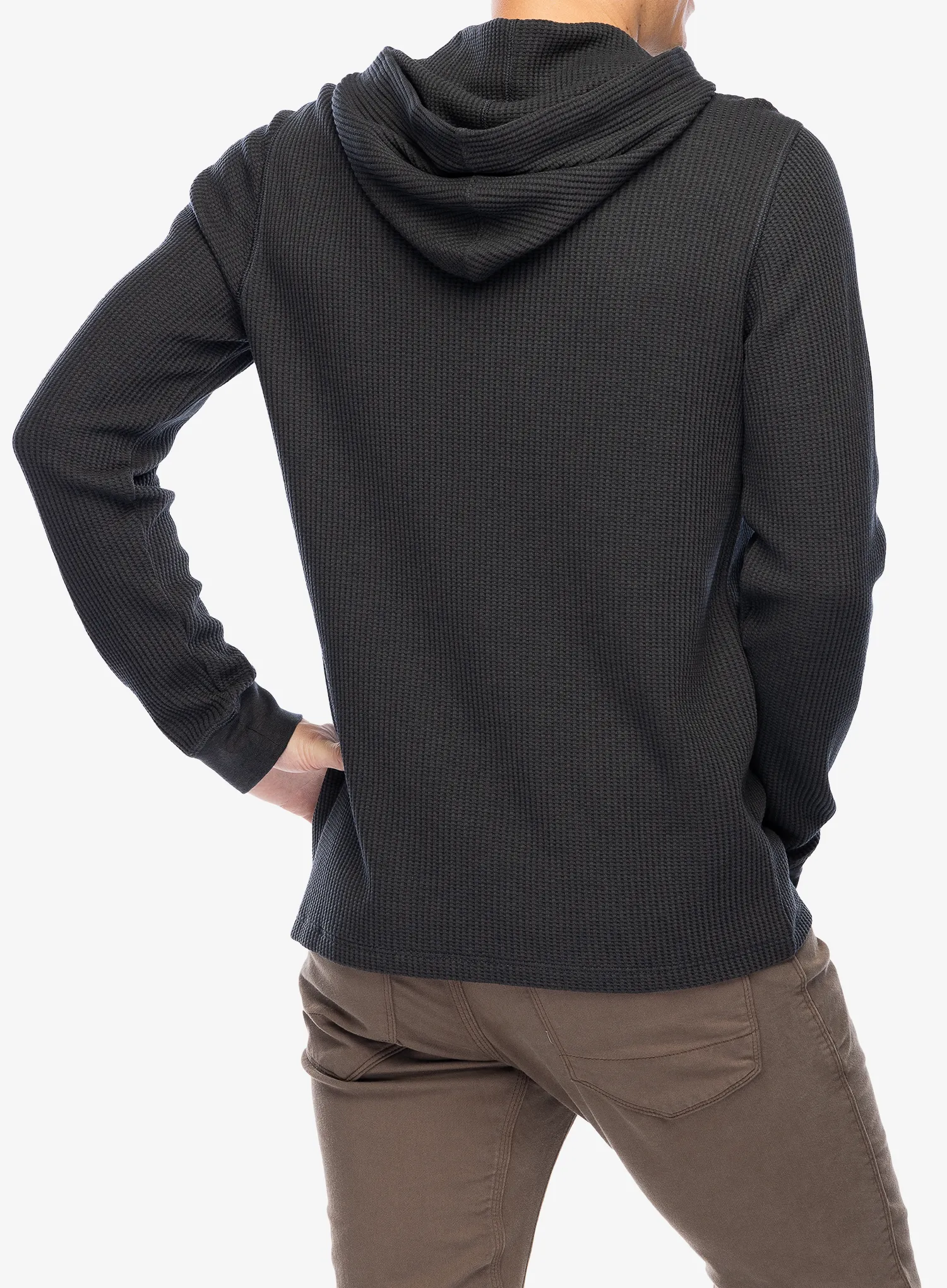 Mikina s kapucí Smartwool Waffle Henley Hoodie - charcoal