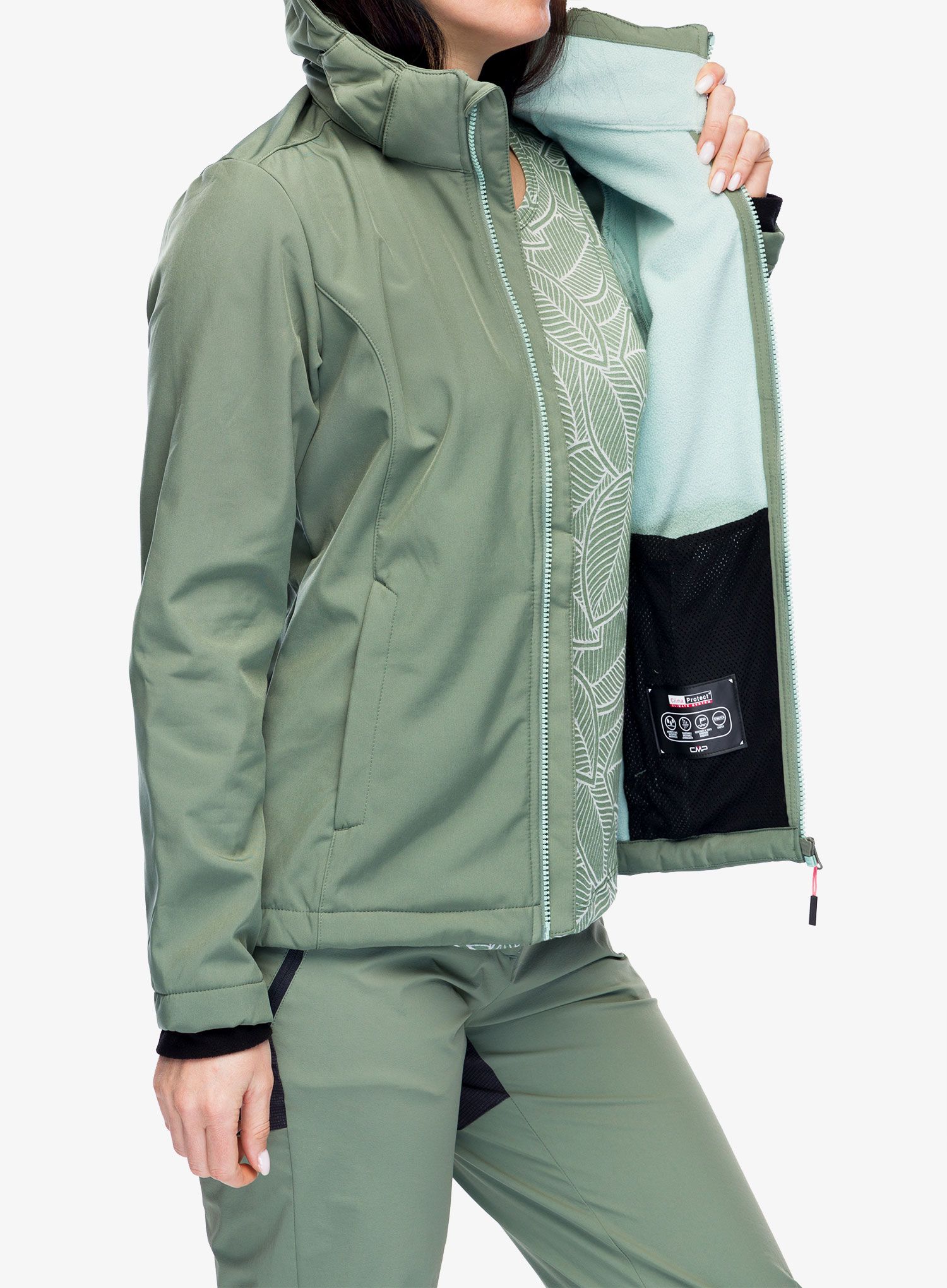 Softshellová bunda dámská CMP Wilma Jacket Zip Hood - salvia