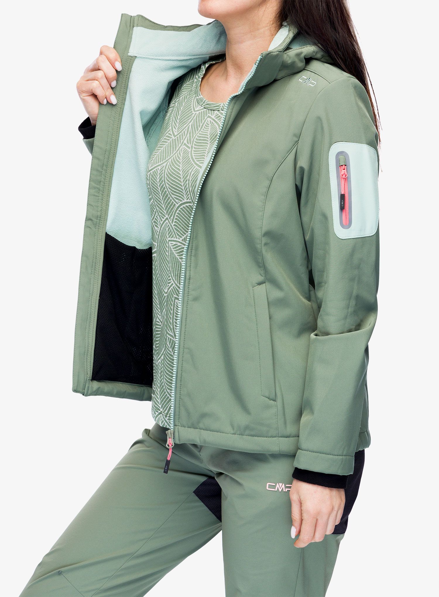 Softshellová bunda dámská CMP Wilma Jacket Zip Hood - salvia