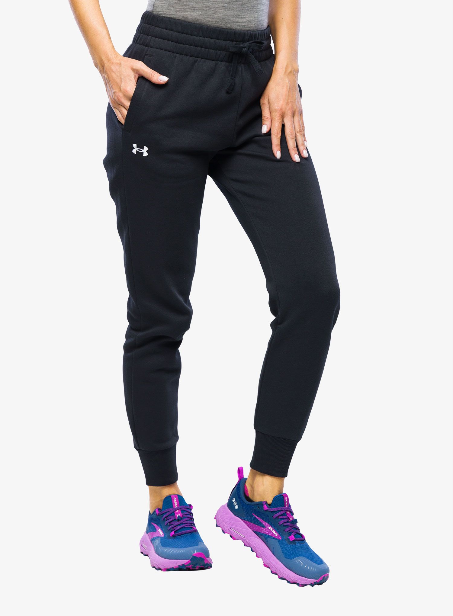 Kalhoty dámské Under Armour Rival Fleece Joggers - black/white
