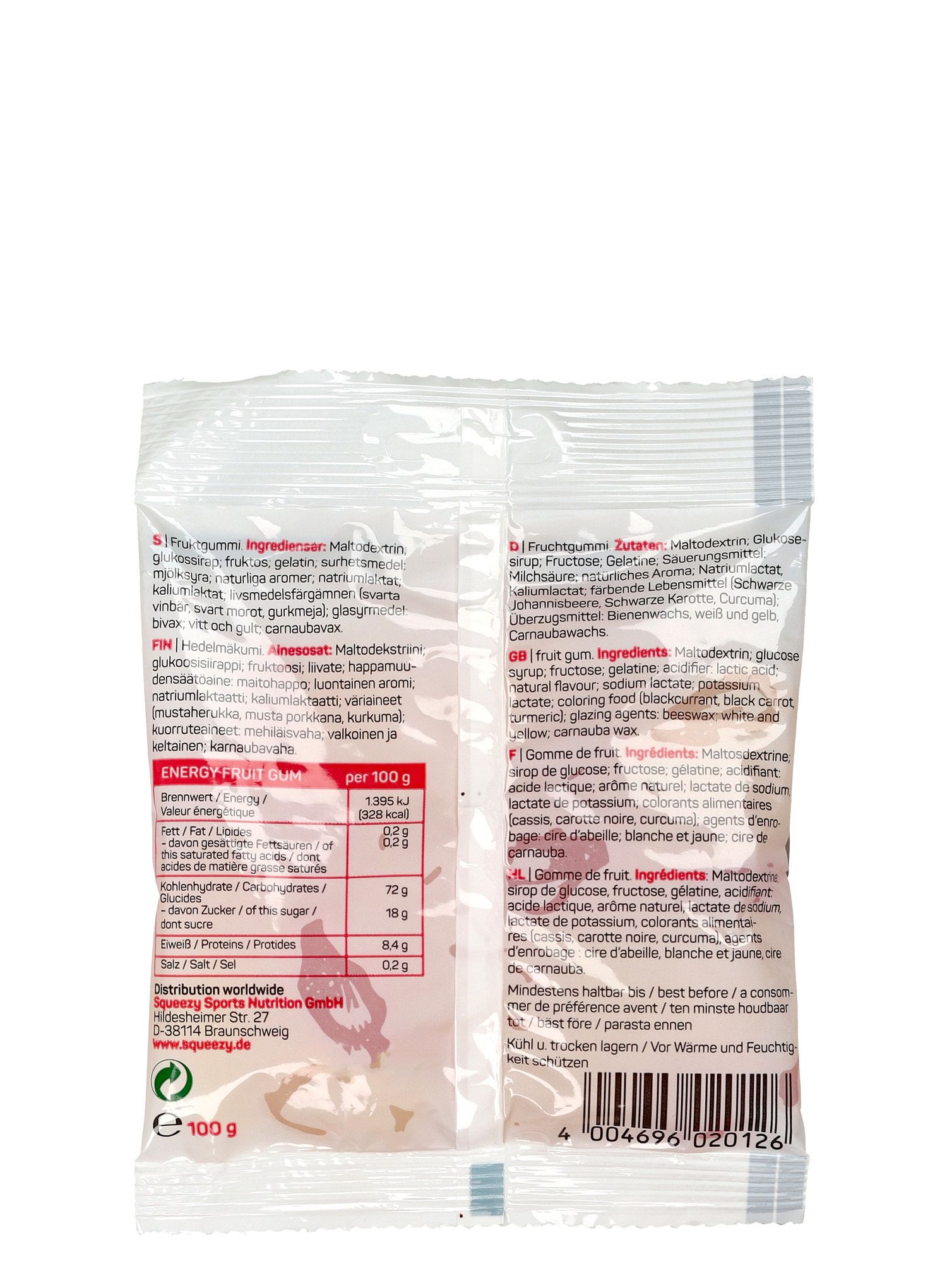 Energetické žvýkací bonbony Squeezy Energy Fruit Gums 100 g